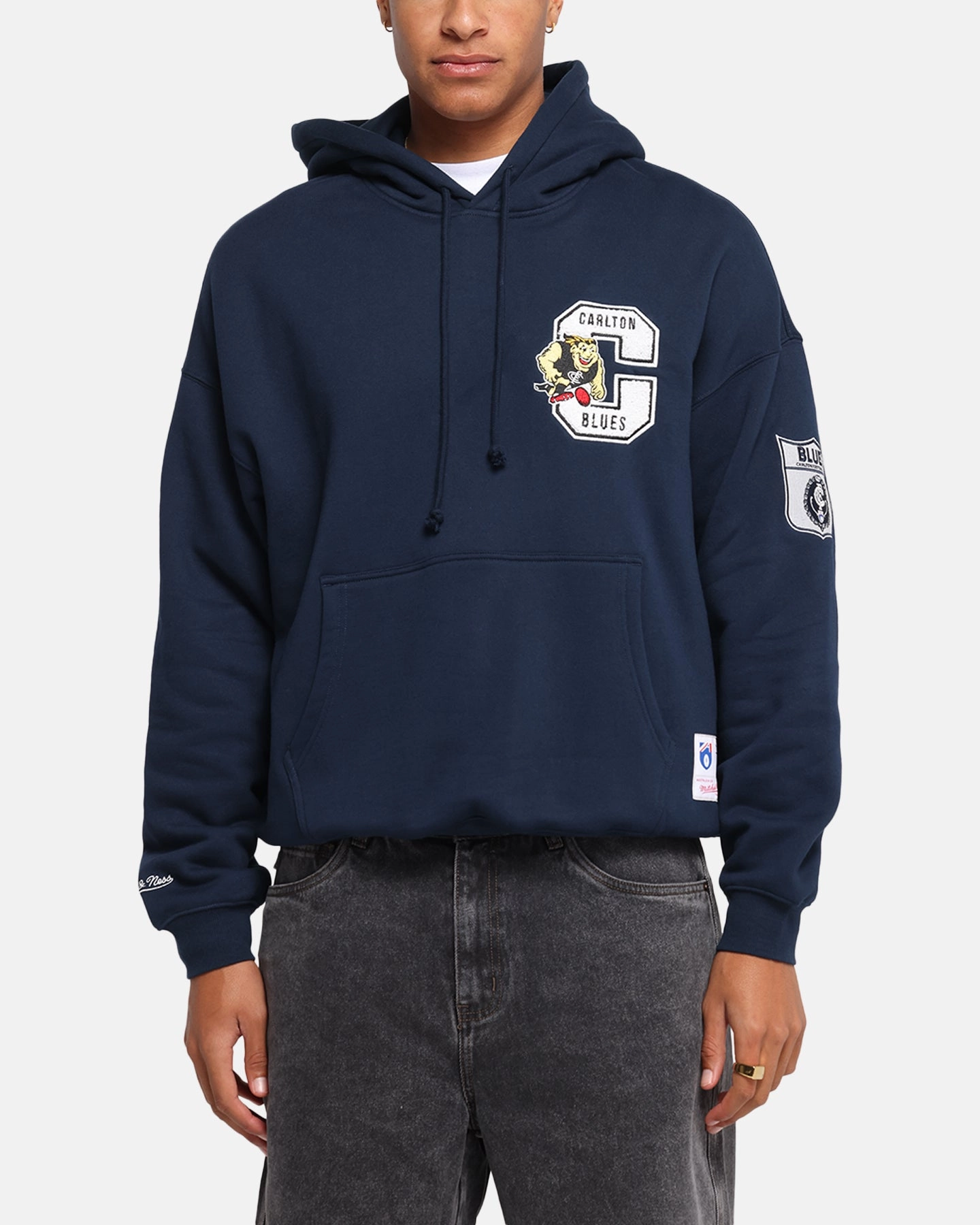 Mitchell & Ness Carlton Blues Team Hoodie Navy Ultra Soft Handfeel Winter Mode