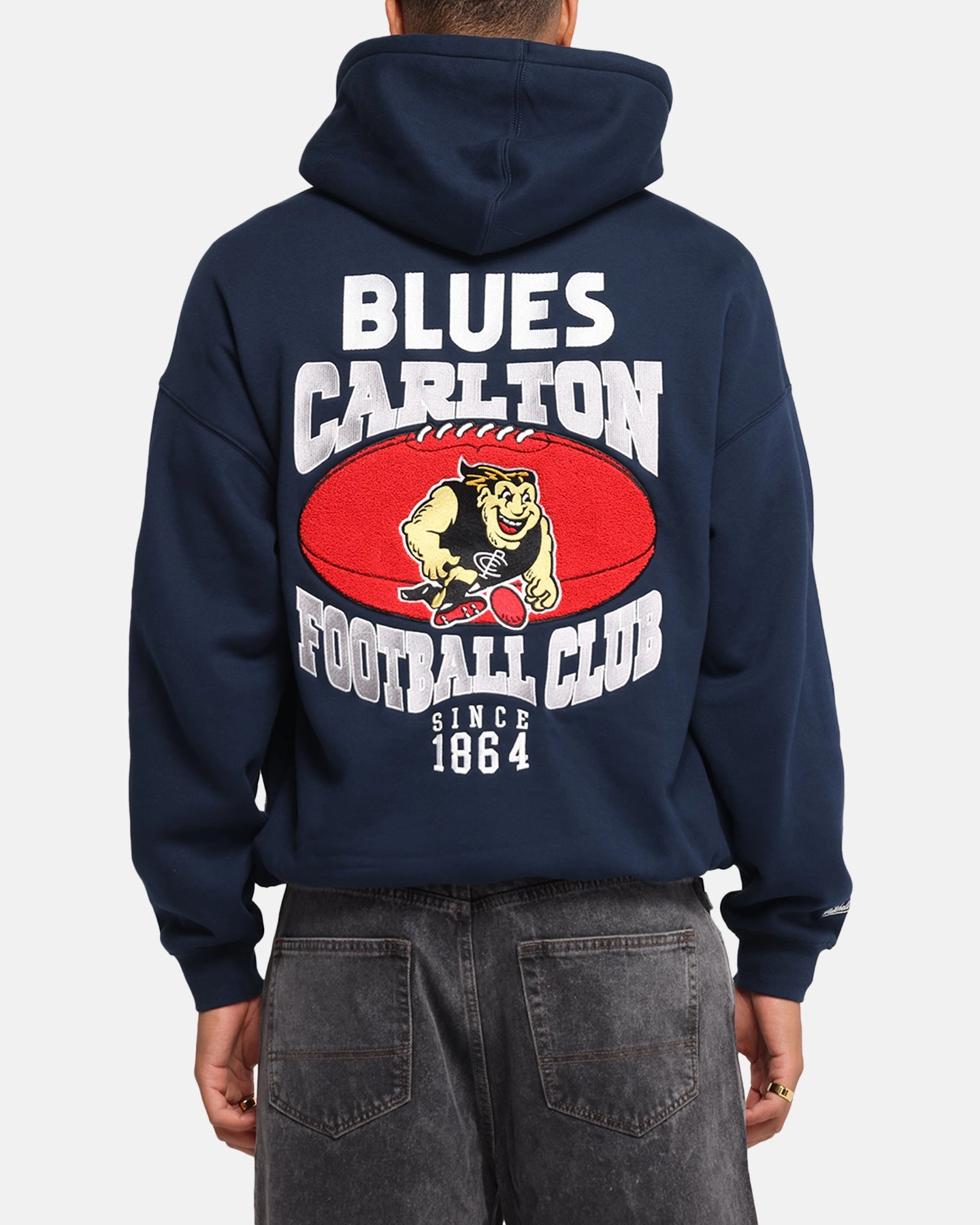 Mitchell & Ness Carlton Blues Team Hoodie Navy Ethical Manufacturing Fleece Lining