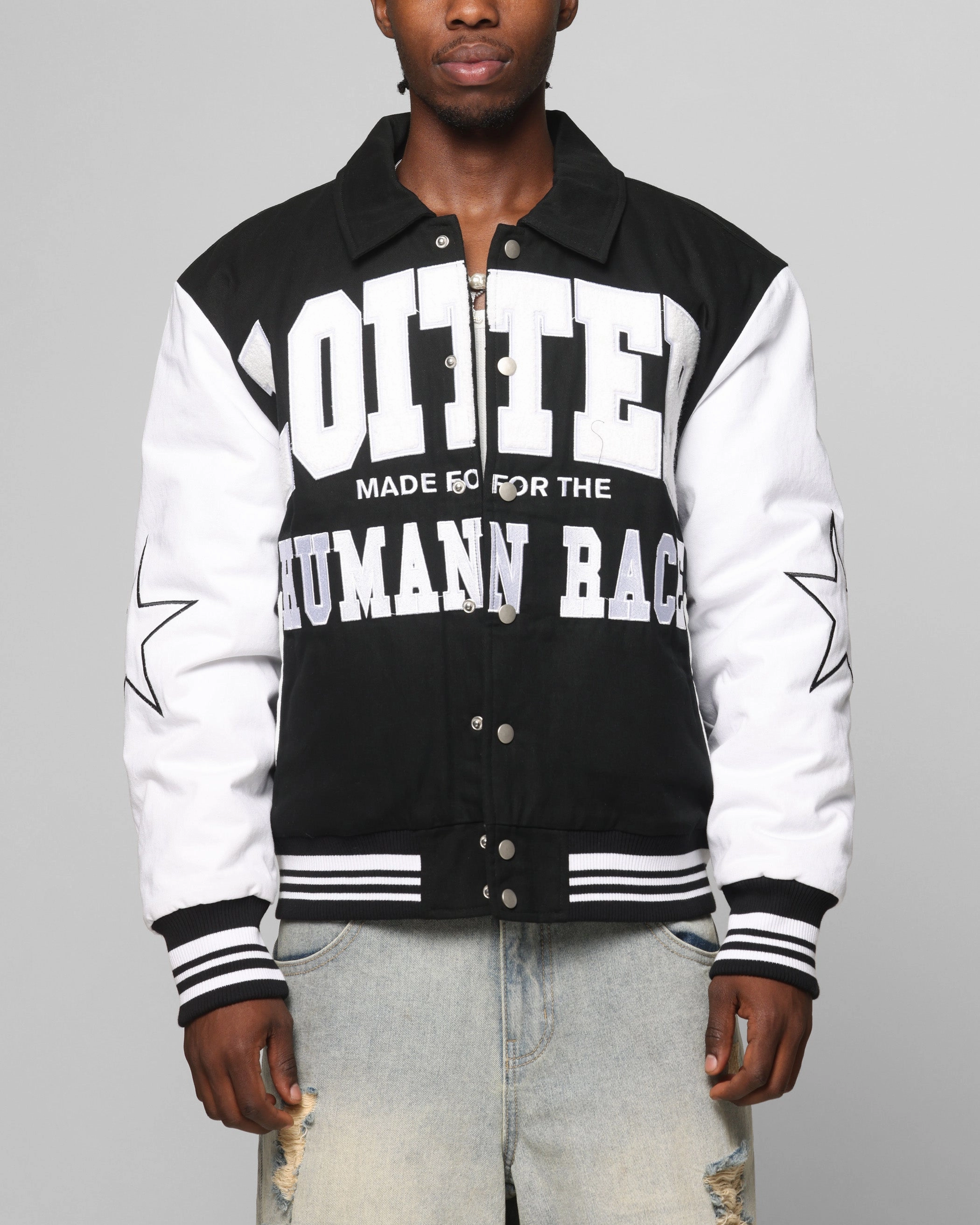 Give Loiter Vice City Varsity Jacket Black/White