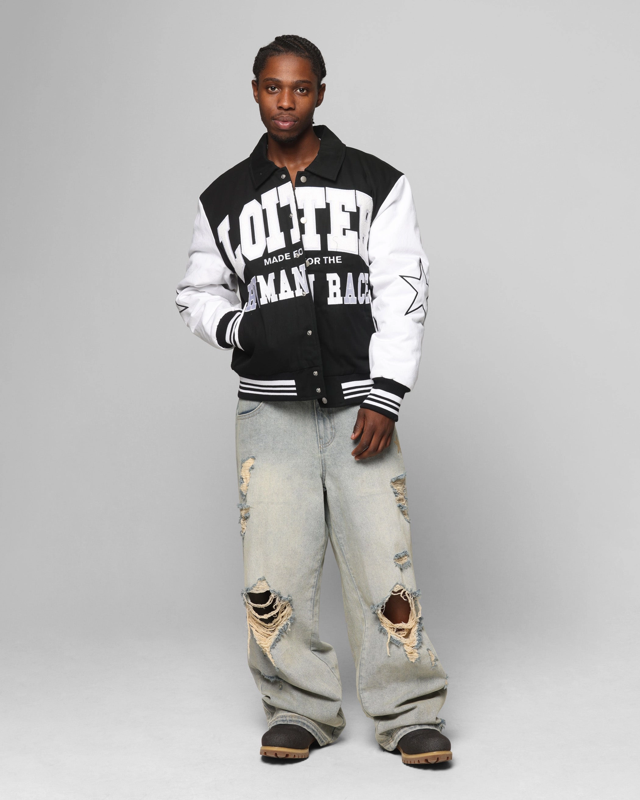 Imagine Loiter Vice City Varsity Jacket Black/White