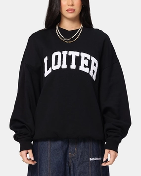 Loiter Arch Premium Crewneck Black Cozy and Soft Friction Resistant Edging