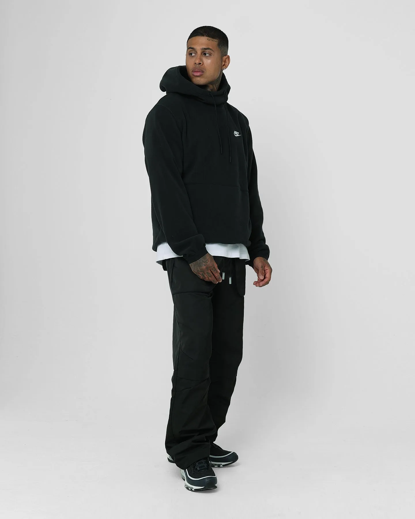 NonRestrictive Armholes Nike Fleece Winter Pullover Hoodie Black/Sail
