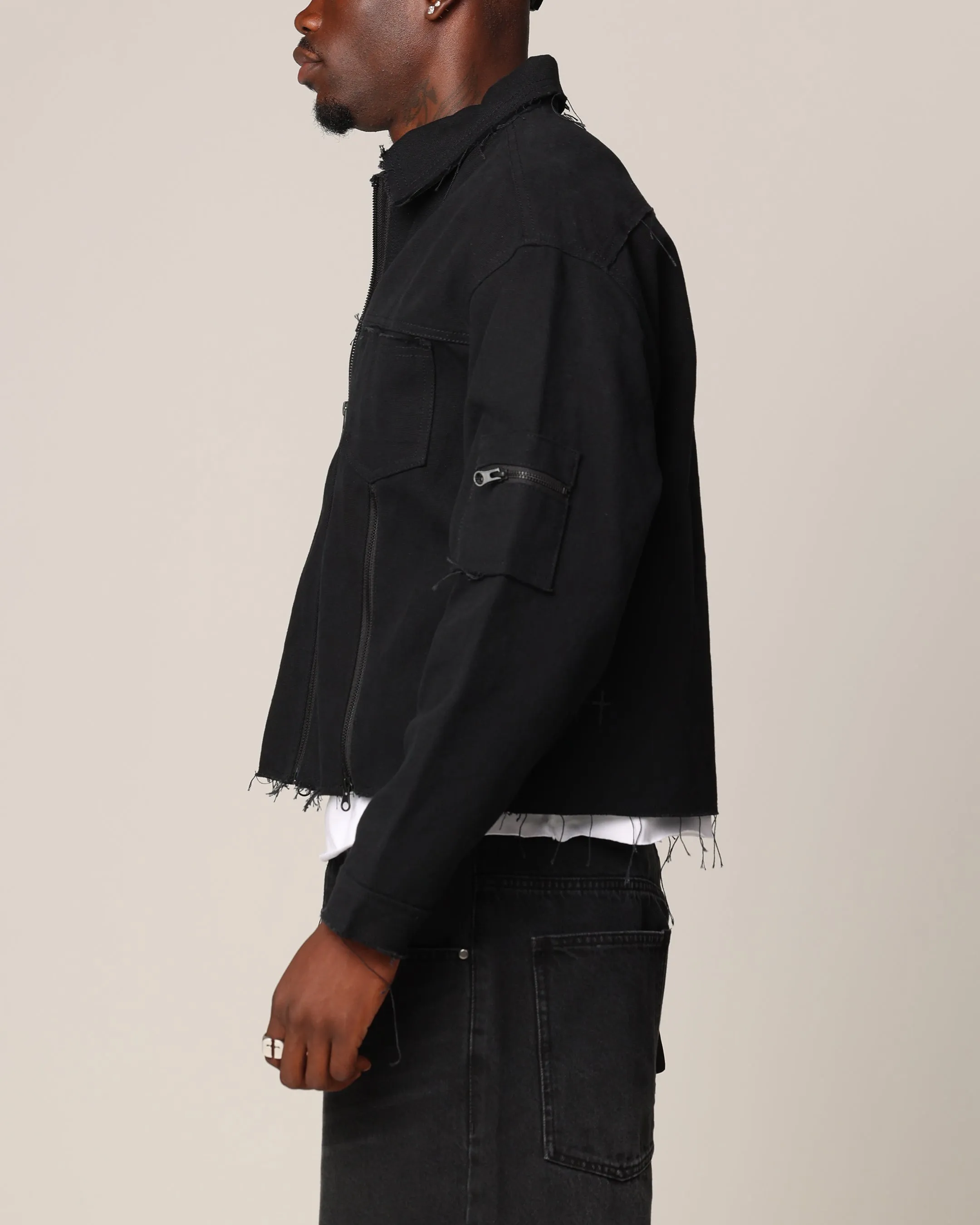 Saint Morta Nightcrawler Cuttoff Jacket Black Modern