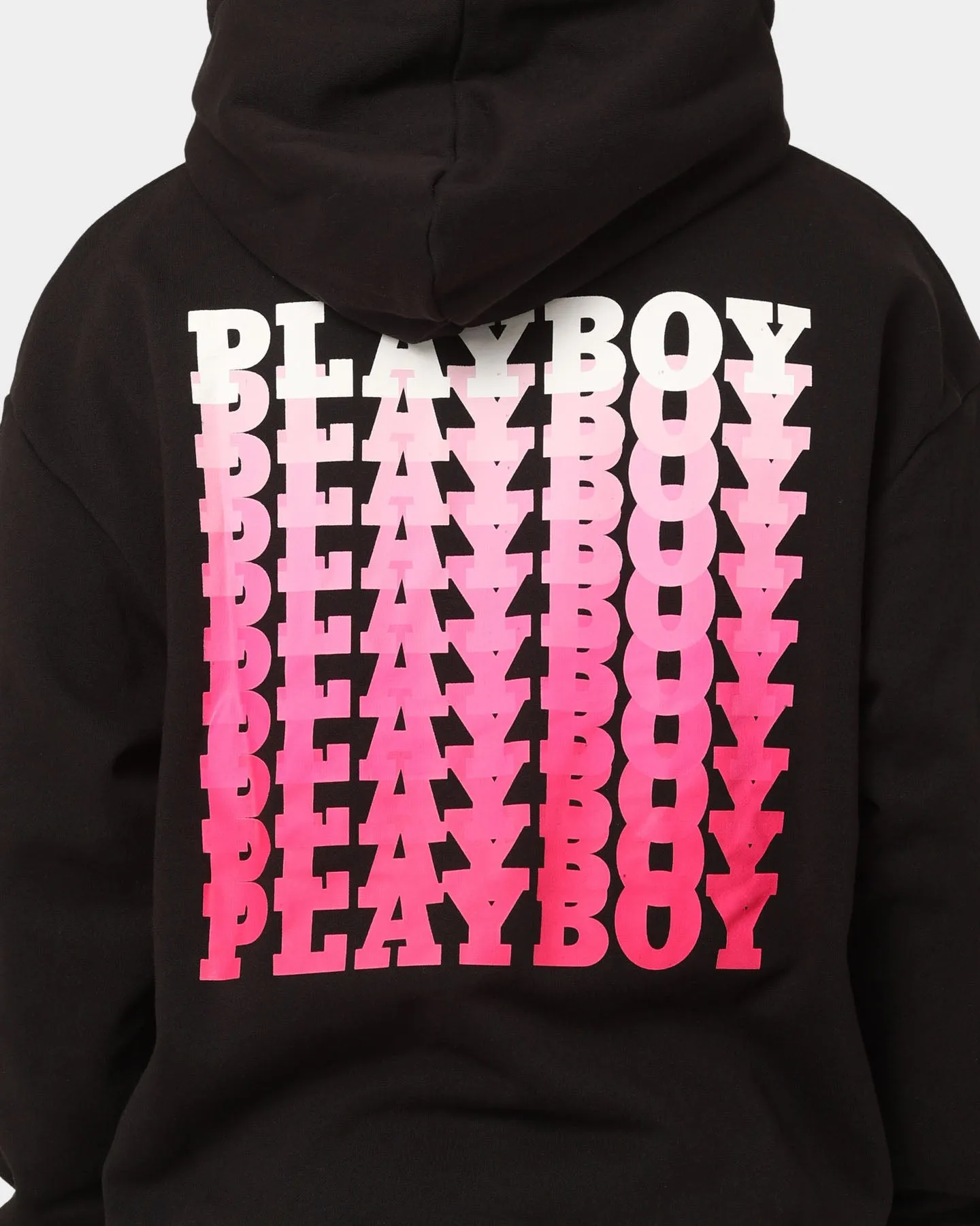 Playboy Stack Blend Hoodie Black Faux Fur Checked