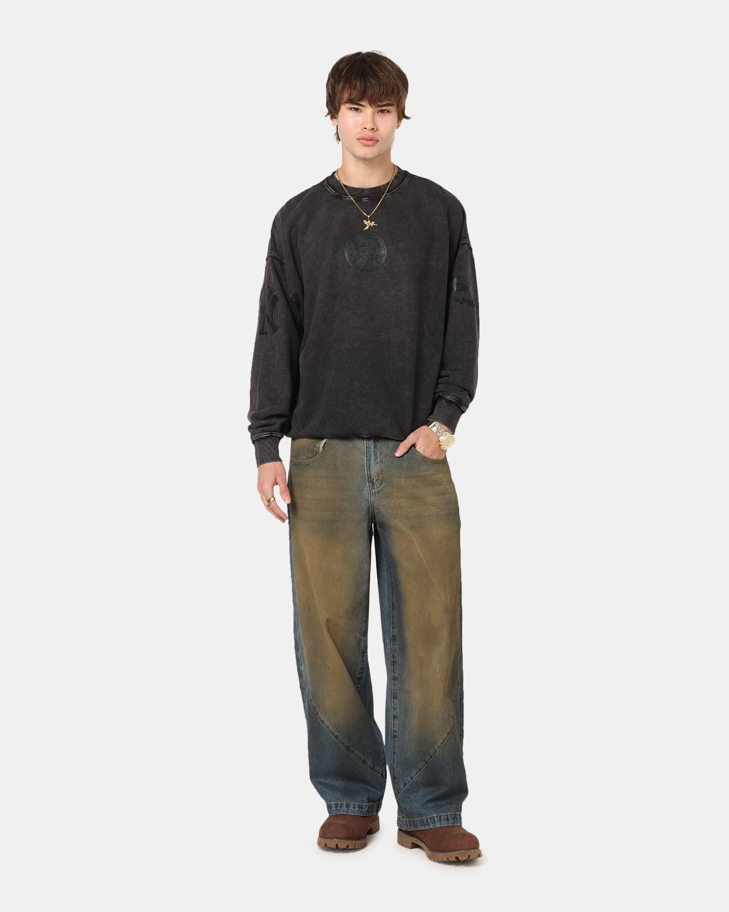 Soft Comfort Pro Standard New York Yankees 'Wash Vanguard' Fleece Crewneck Washed Black