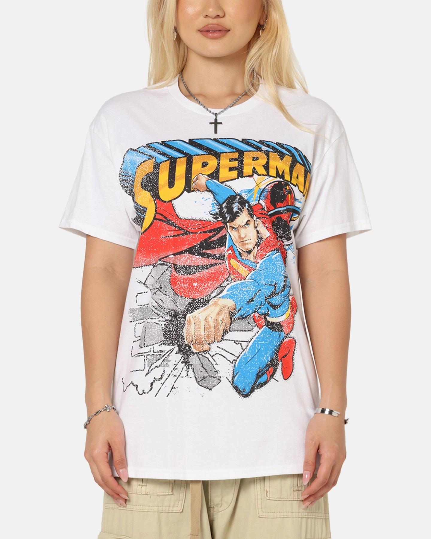 Goat Crew X DC Superman Man Of Steel T-Shirt White Men's masculinity