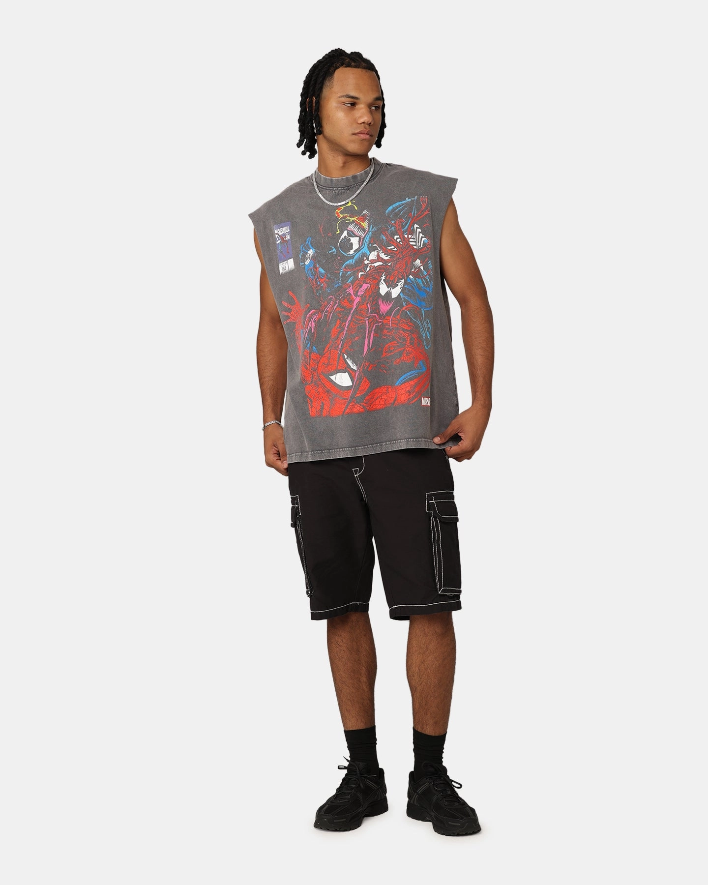 Airflow Mesh Panels Marvel Spider-Man Maximum Carnage Muscle T-Shirt Charcoal