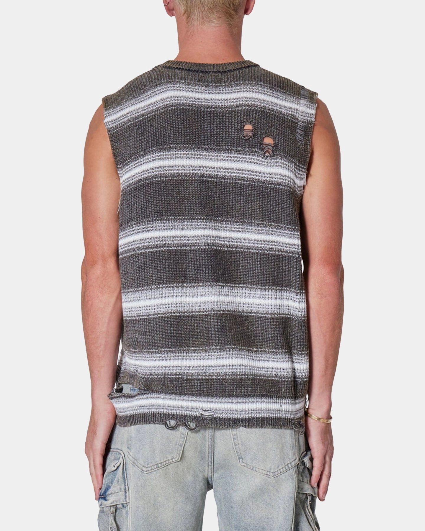 Stylish piece MNML Destroyed Pullover Shirt Black/White