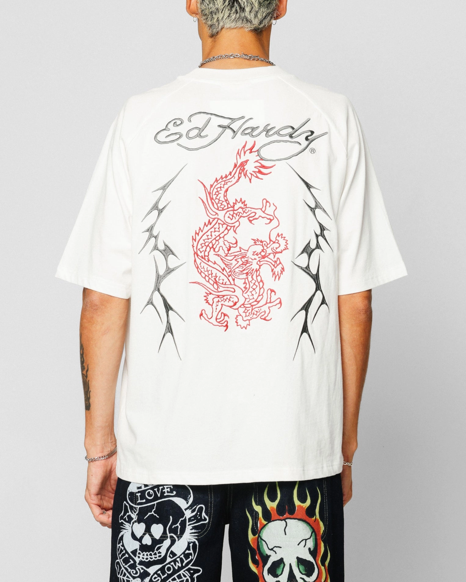 Active Lifestyle Day-to-Day Comfort Ed Hardy Techno Oversized T-Shirt Vintage Wash