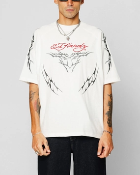 Long Lasting Color Chic and Cozy Ed Hardy Techno Oversized T-Shirt Vintage Wash