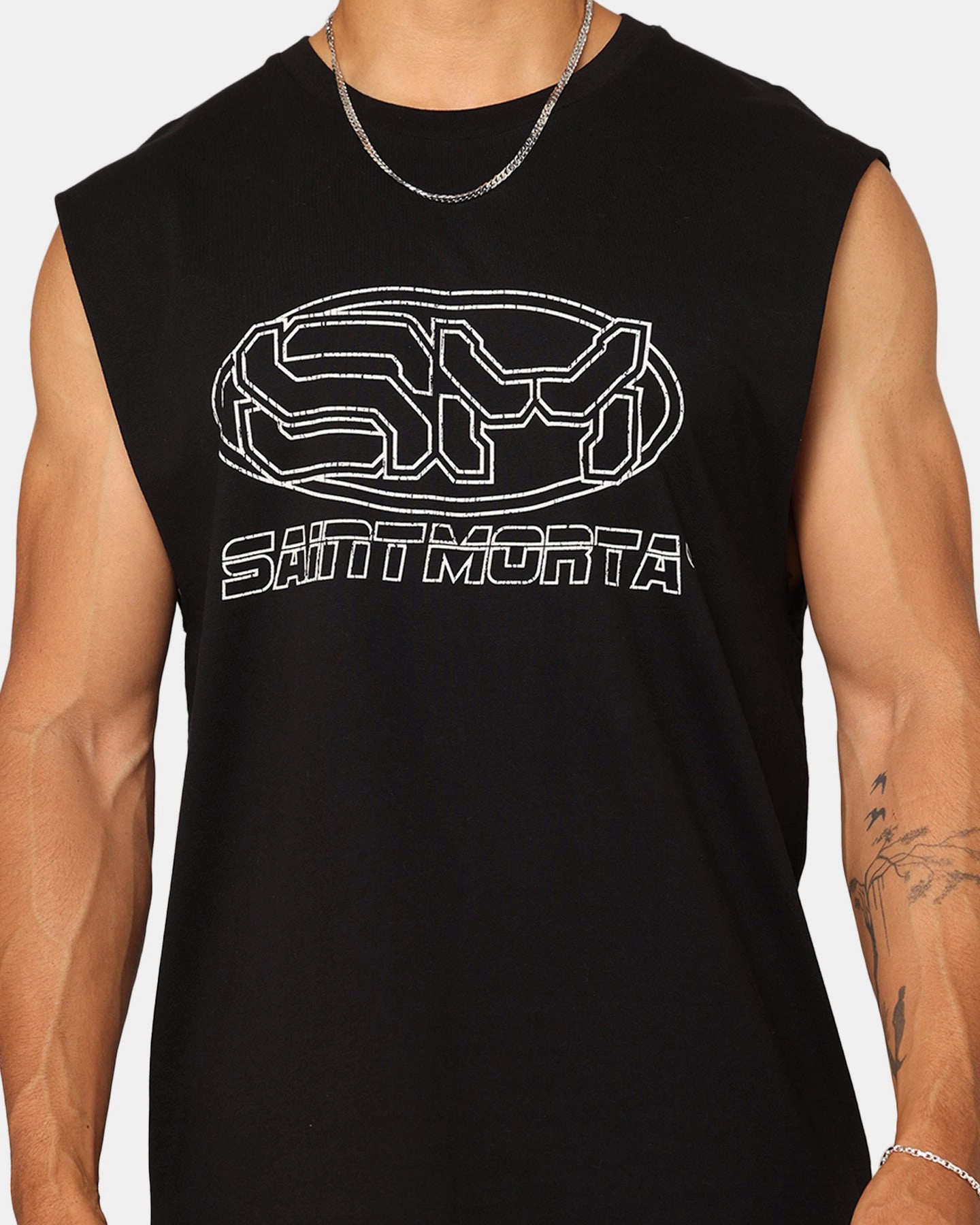 Saint Morta Rage Motors Oversized Muscle T-Shirt Black MoistureControlFibers