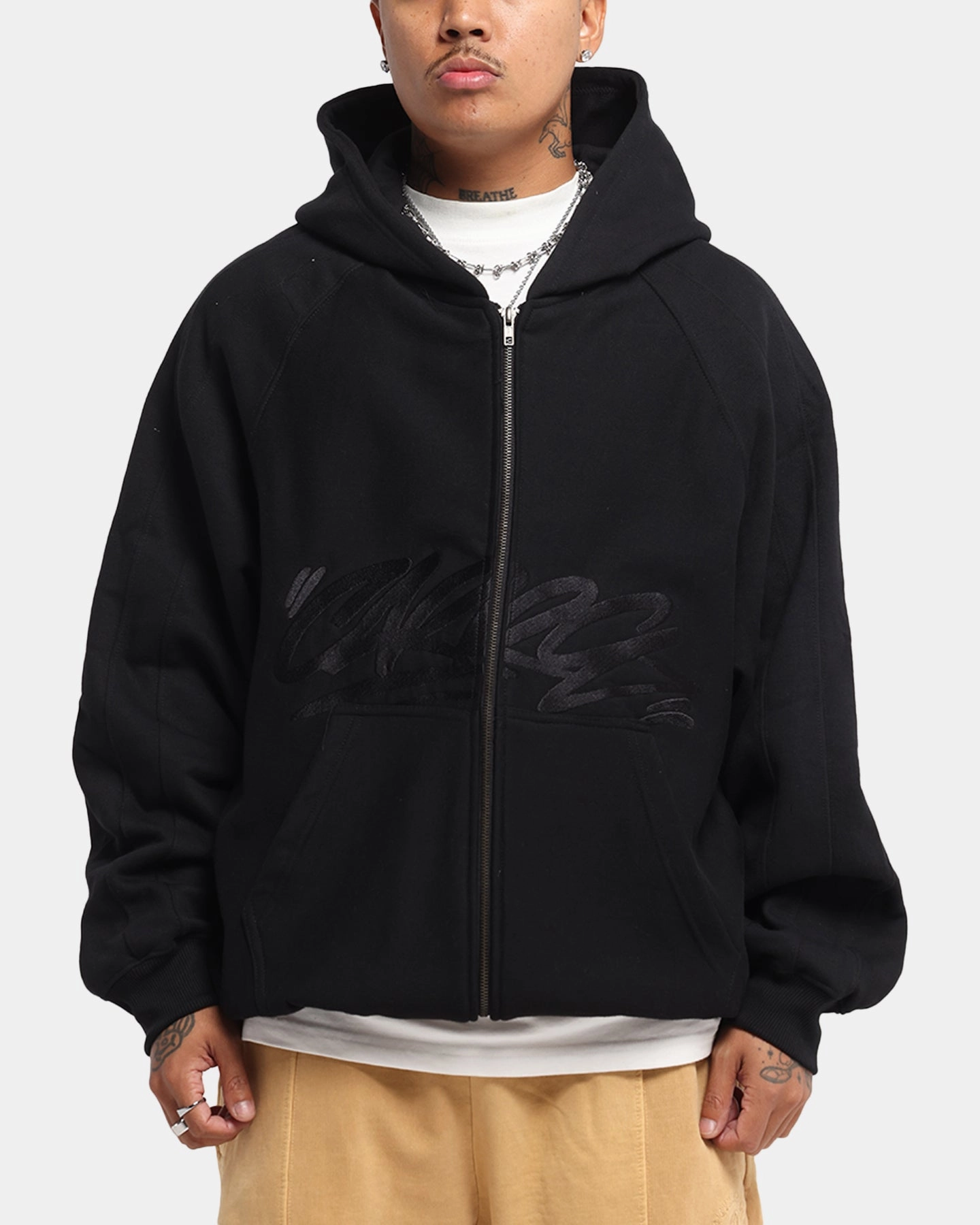 Carre Grit Hoodie Black Double Layered Edging