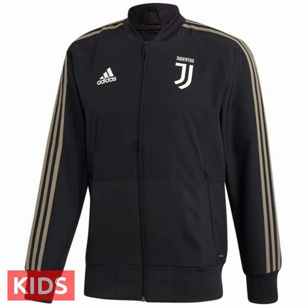 Kids - Juventus black Presentation Soccer Tracksuit 2018/19 - Adidas Polystyrene
