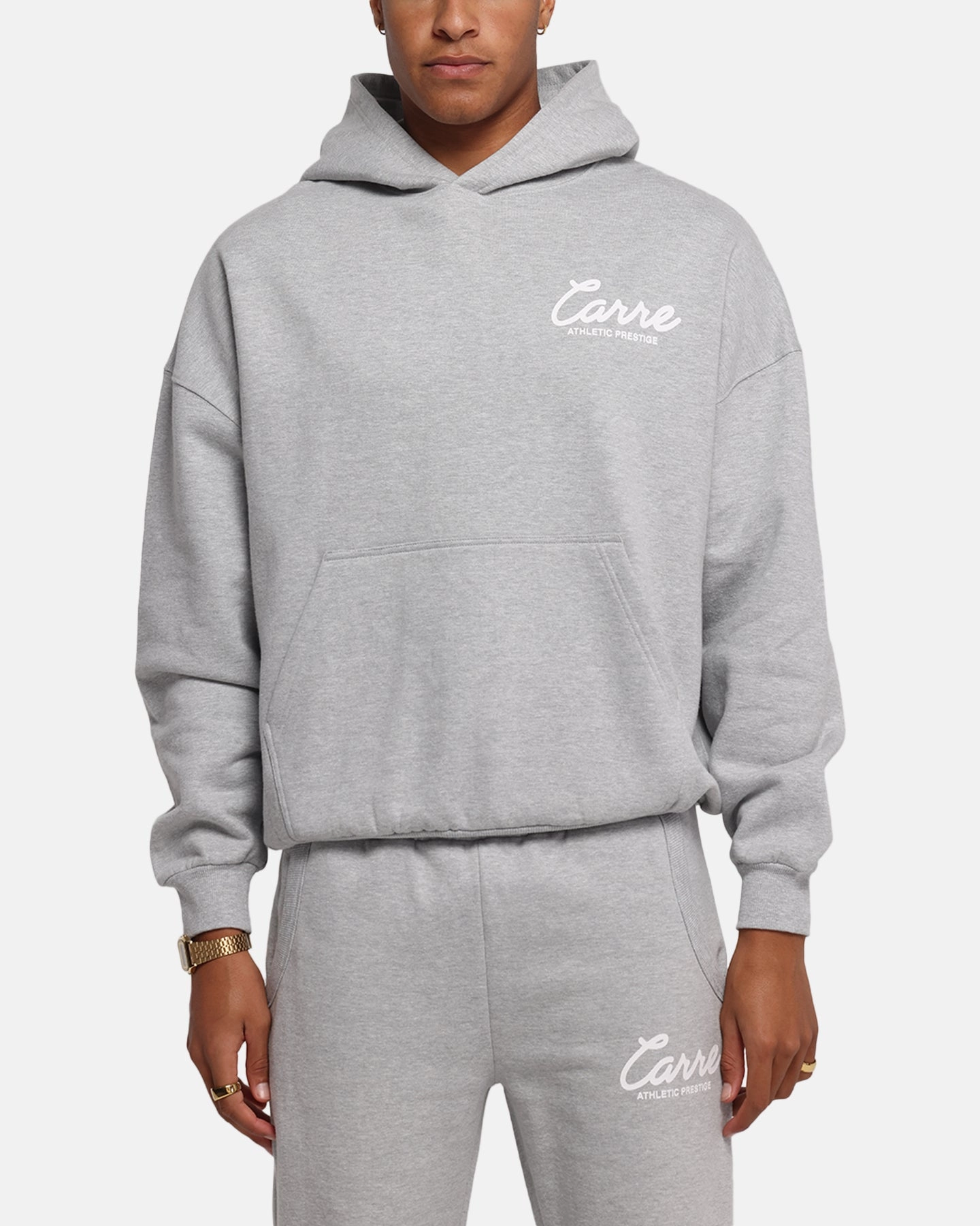 Carre Prestige Script Hoodie Grey Marle Travel Style