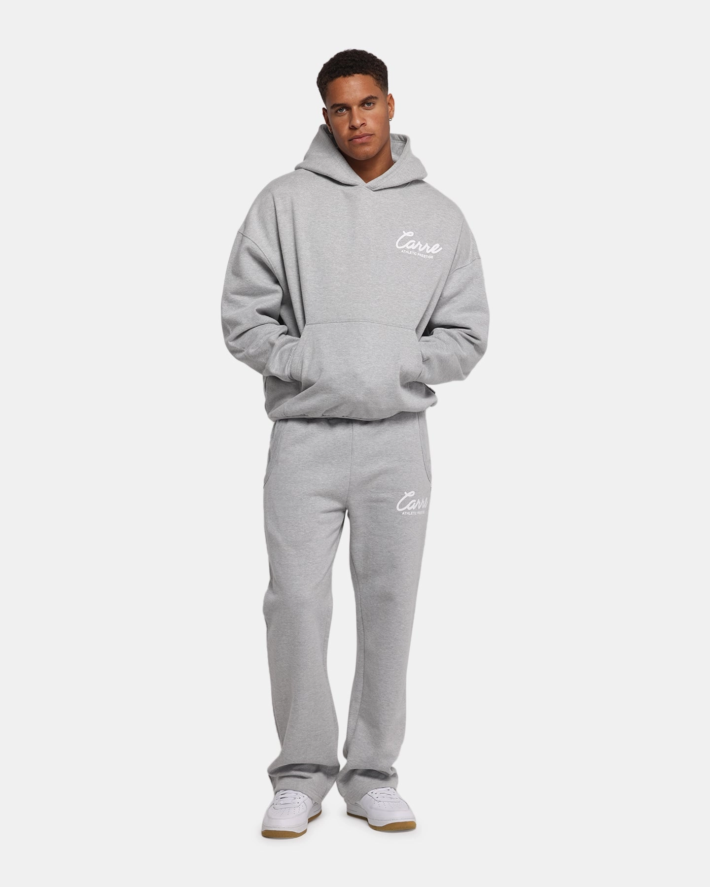 Street Scene Ergonomic Cut Carre Prestige Script Hoodie Grey Marle