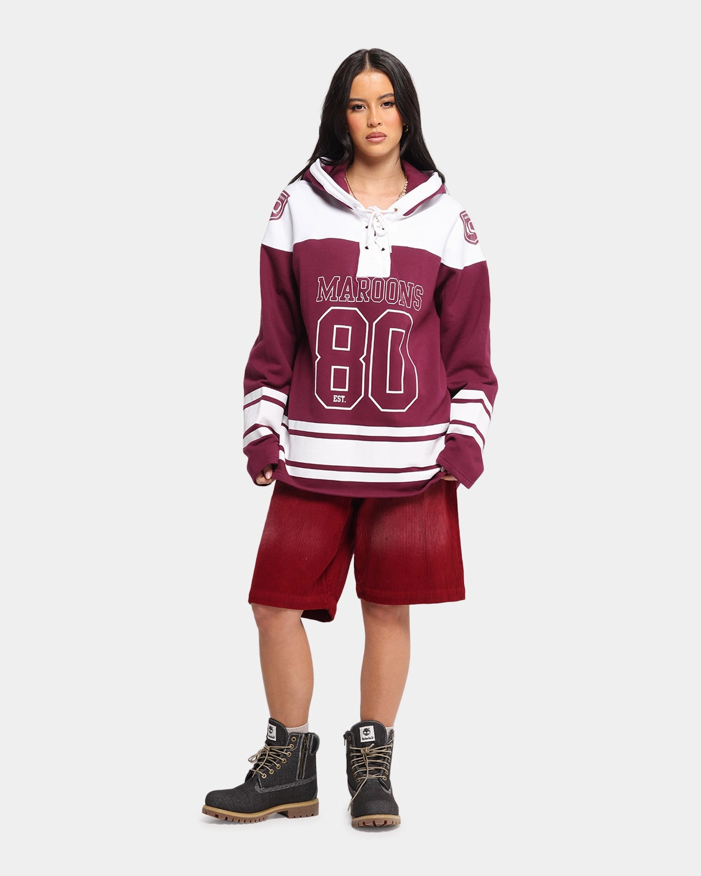 Queensland Rugby League Queensland Maroons Panel Hoodie Maroon Reinforced Shoulder Panels Acrylic blend