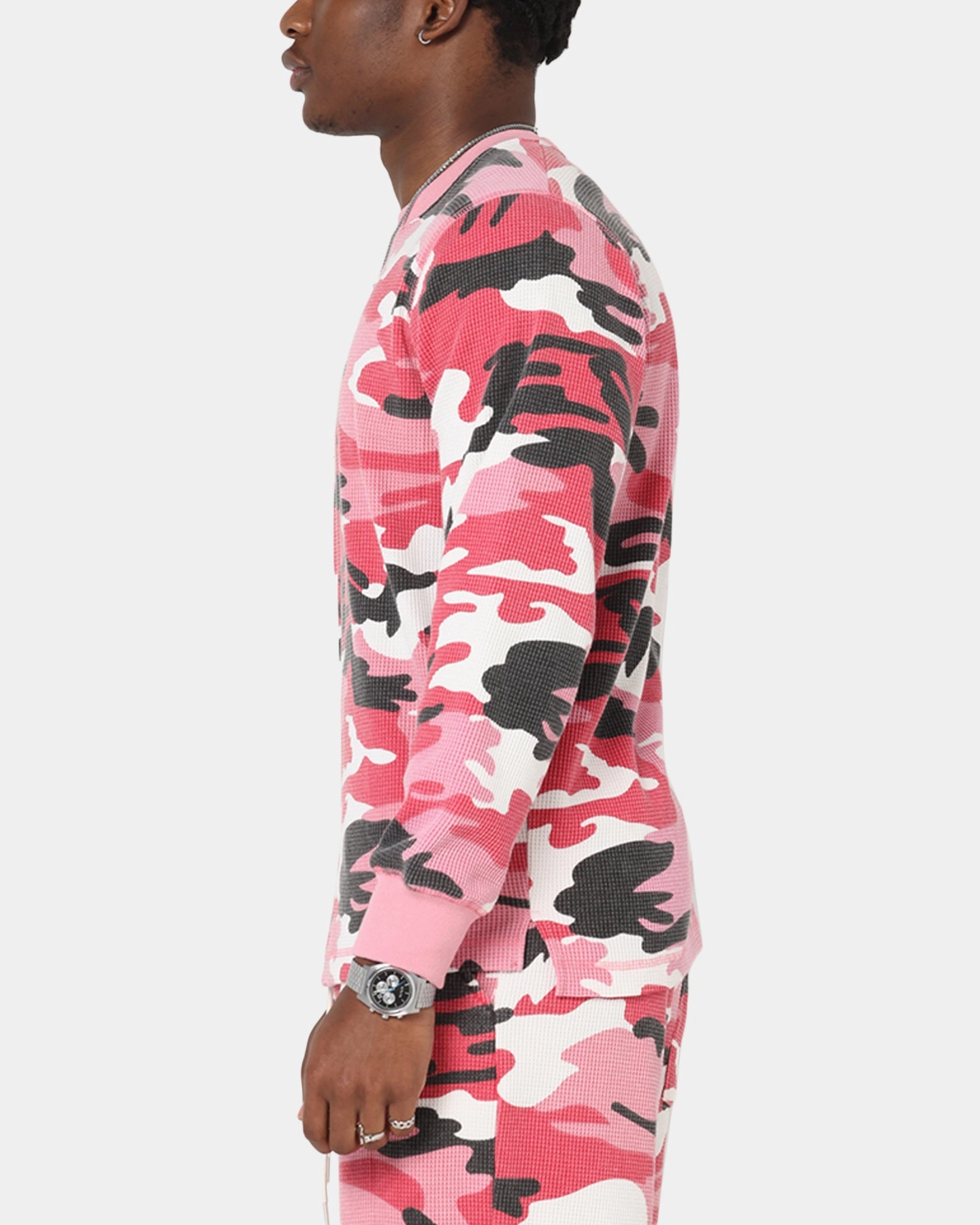 Chic Style Trend Comfy Touch XXIII Printed Thermal Long Sleeve T-Shirt Pink Camo