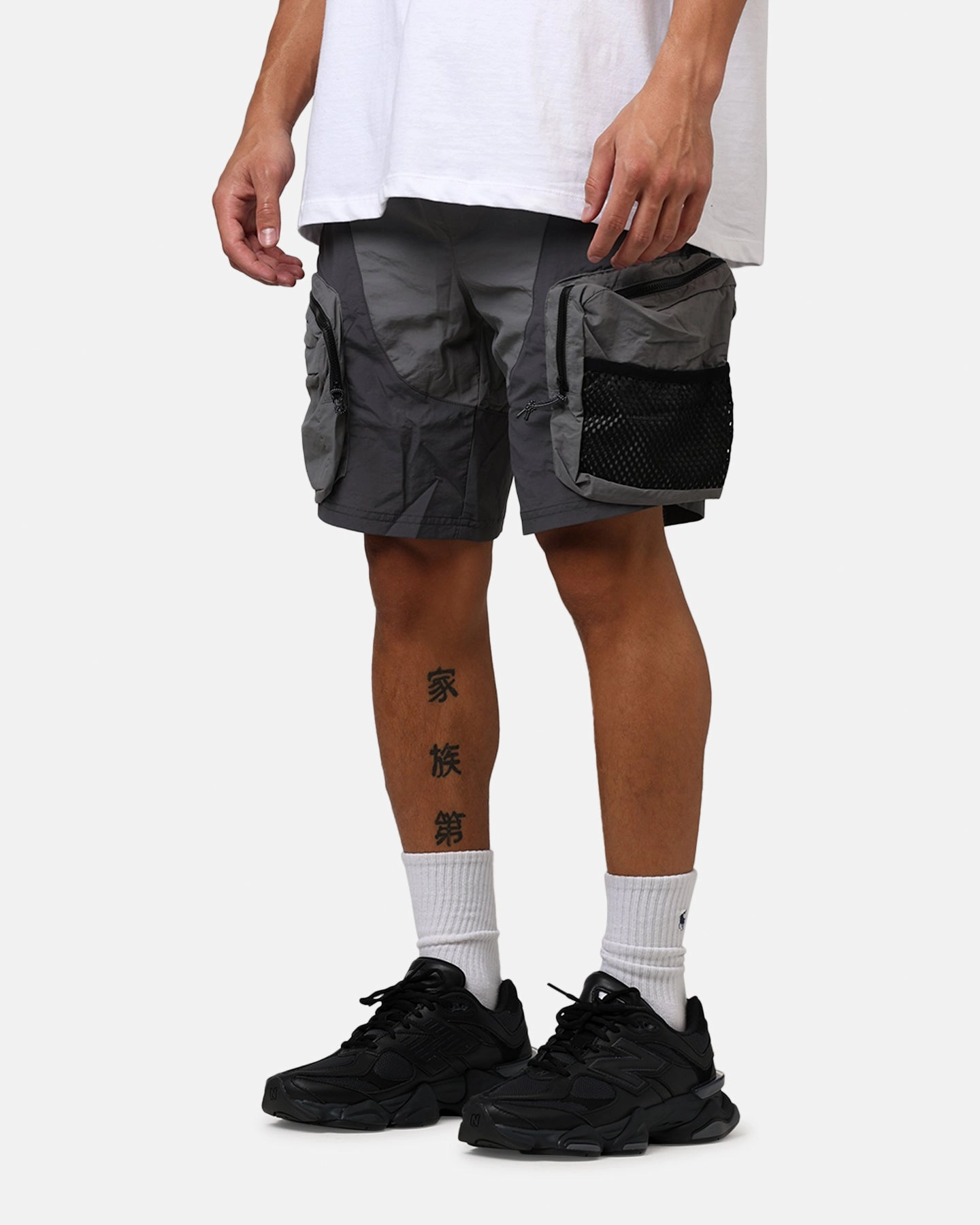 MNML Active Cargo Shorts Black Swimwear Patchwork Design