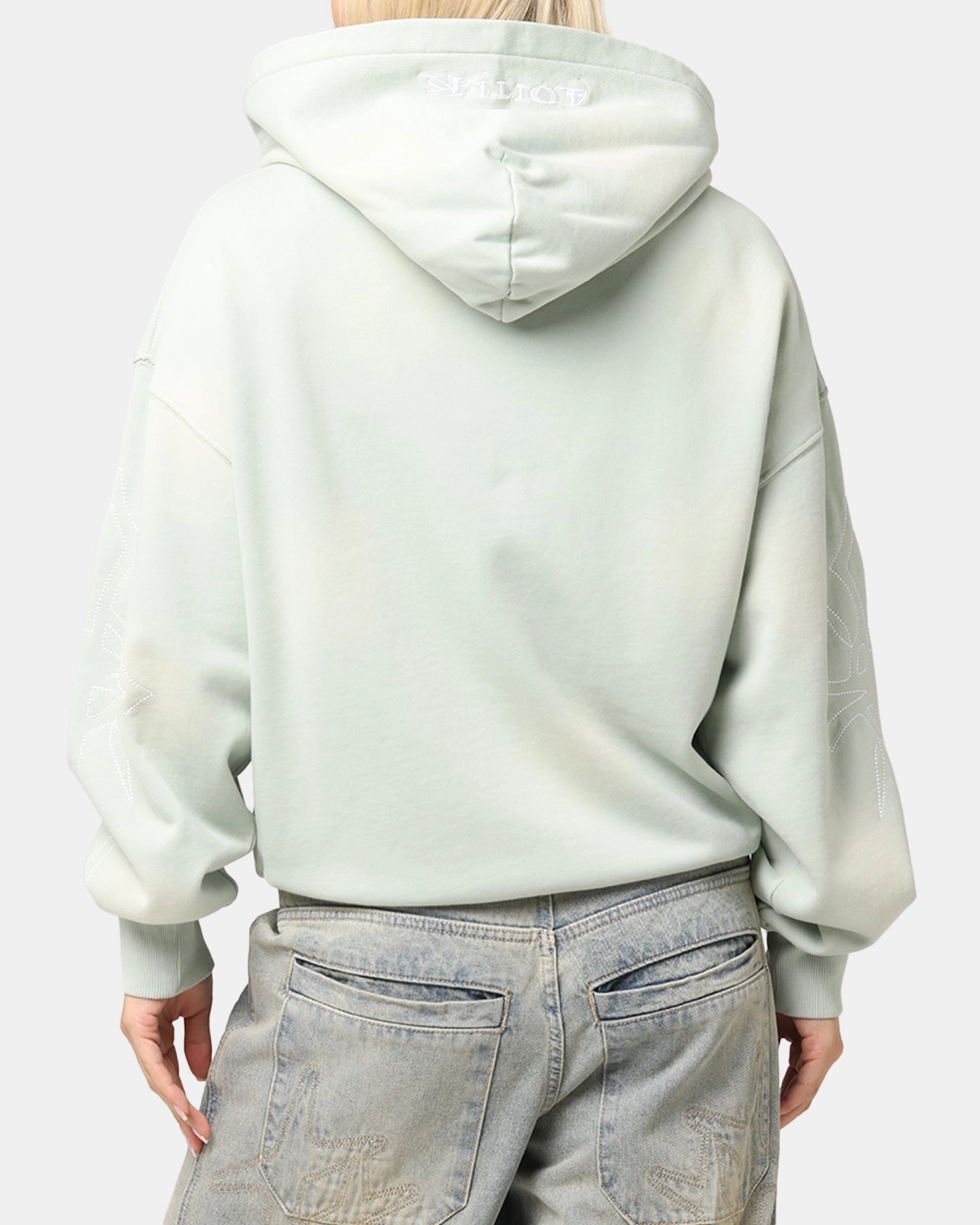 Loiter Atmosphere Full Zip Hoodie Washed Green Warm Outer Layer