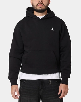 Jordan Brooklyn Fleece Pullover Hoodie Black/White Ribbon Details Adjustable Drawstring Hood