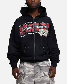 Street Energy dance attire Loiter Fighter Zip Up Hoodie Washed Black