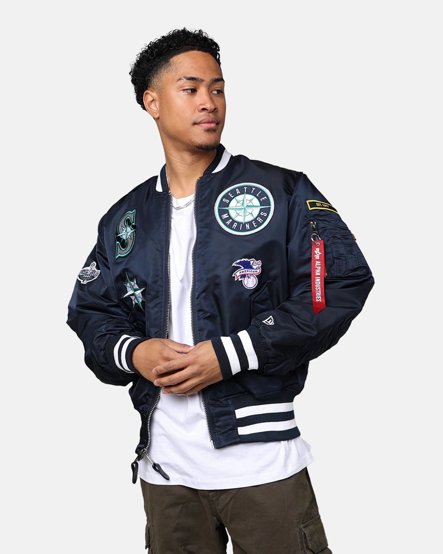 Symbol New Era X Alpha Series X MLB Seattle Mariners MA-1 Bomber Jacket Navy