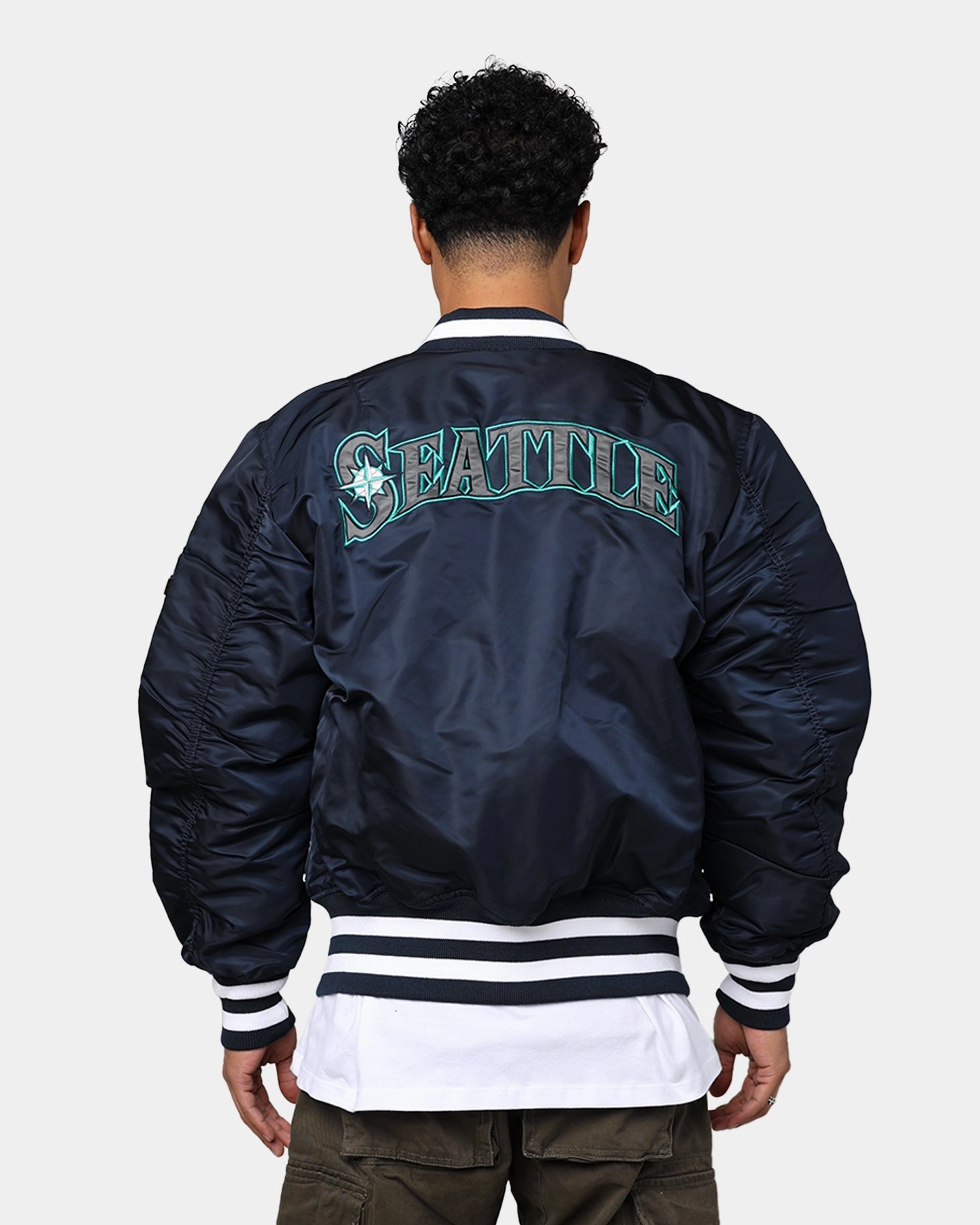 New Era X Alpha Series X MLB Seattle Mariners MA-1 Bomber Jacket Navy University