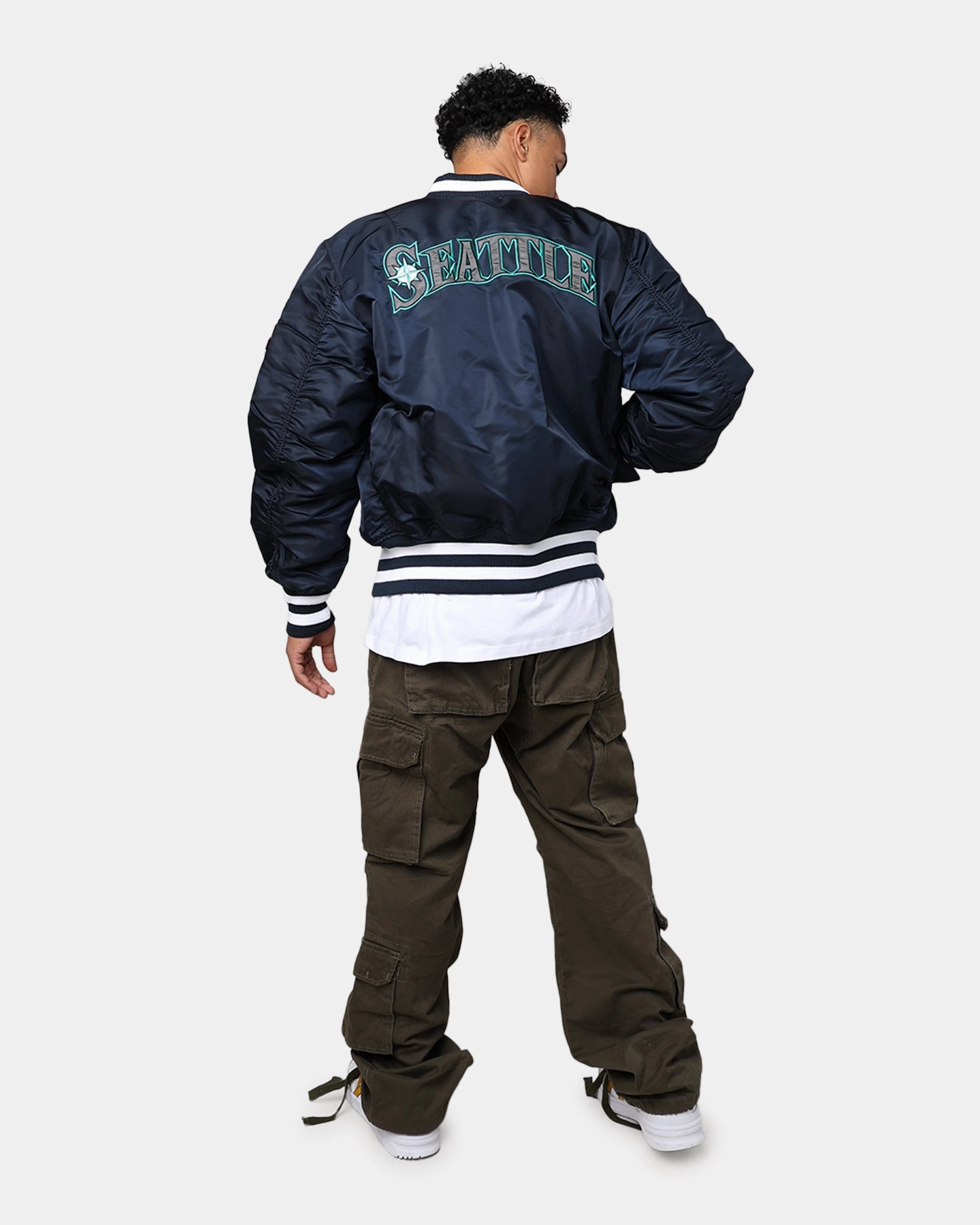 New Era X Alpha Series X MLB Seattle Mariners MA-1 Bomber Jacket Navy Skiing