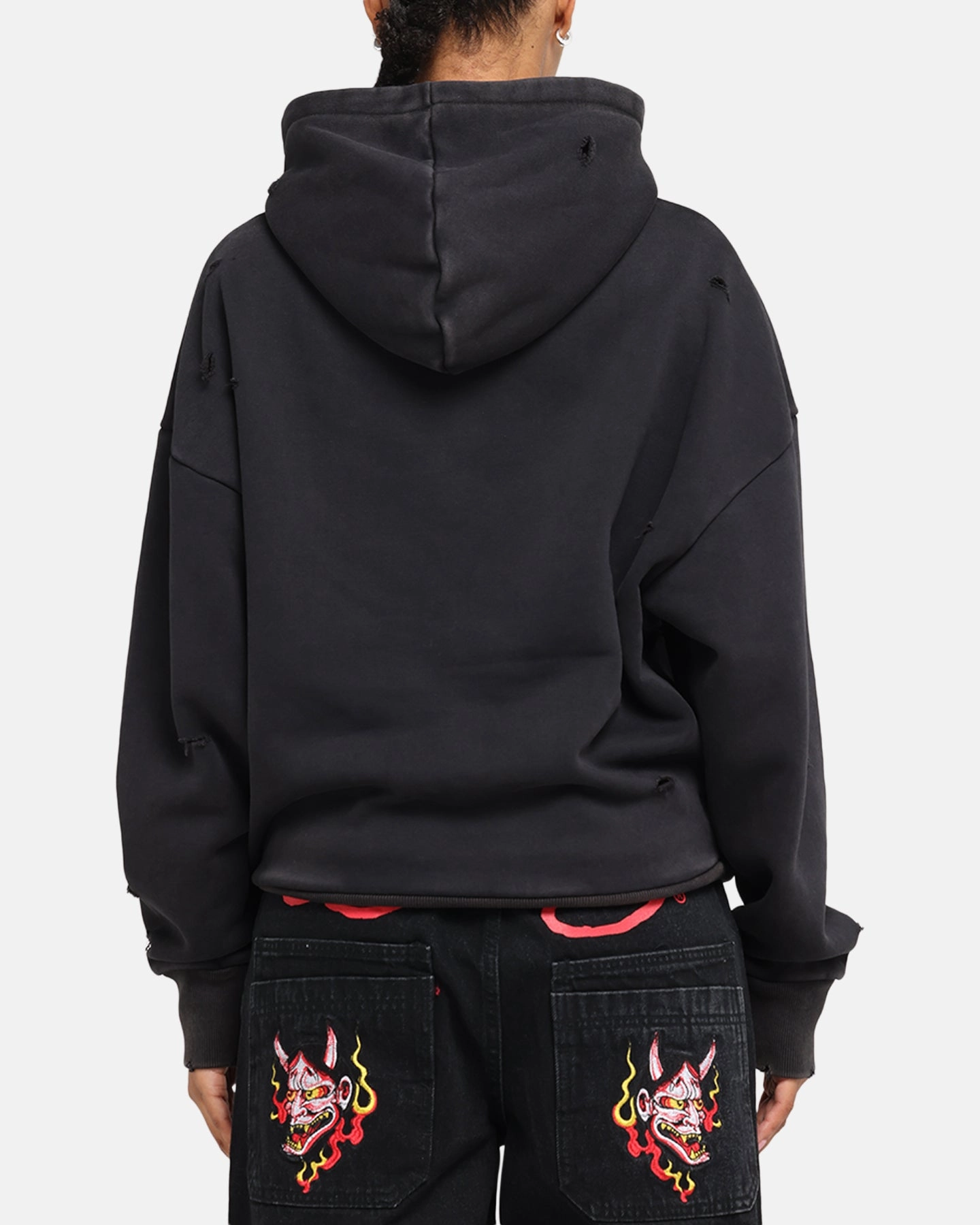 Bettong like Ed Hardy Distressed Hoodie Washed Black