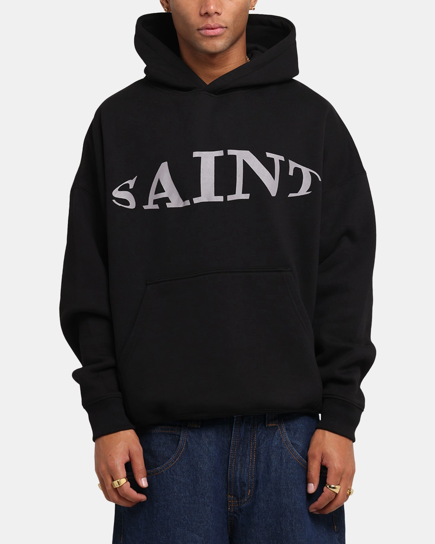 Saint Morta Vision Boxy Hoodie Black Thermal Lined