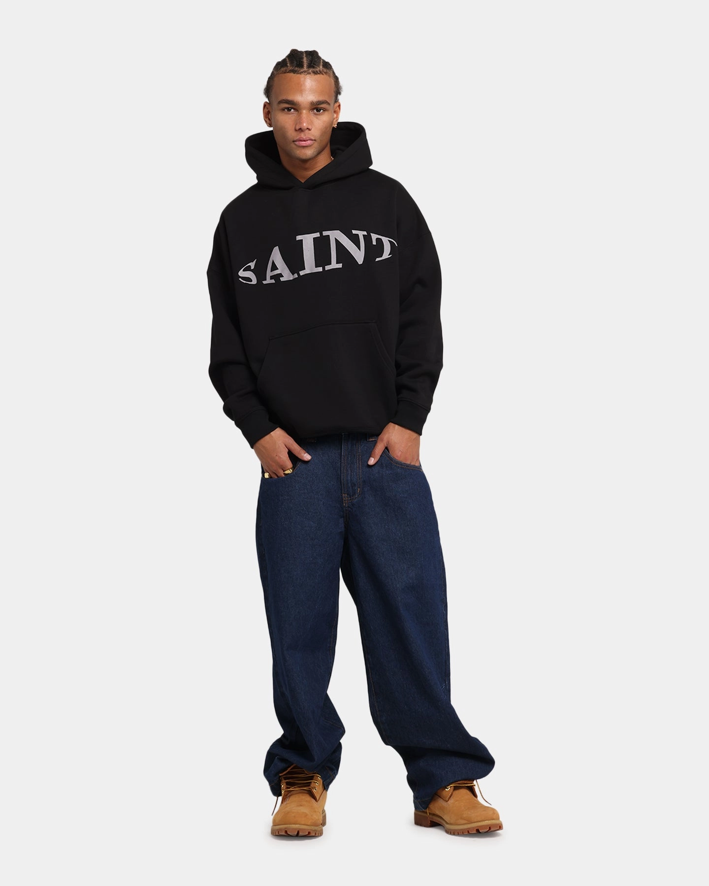 Saint Morta Vision Boxy Hoodie Black Logo Patch