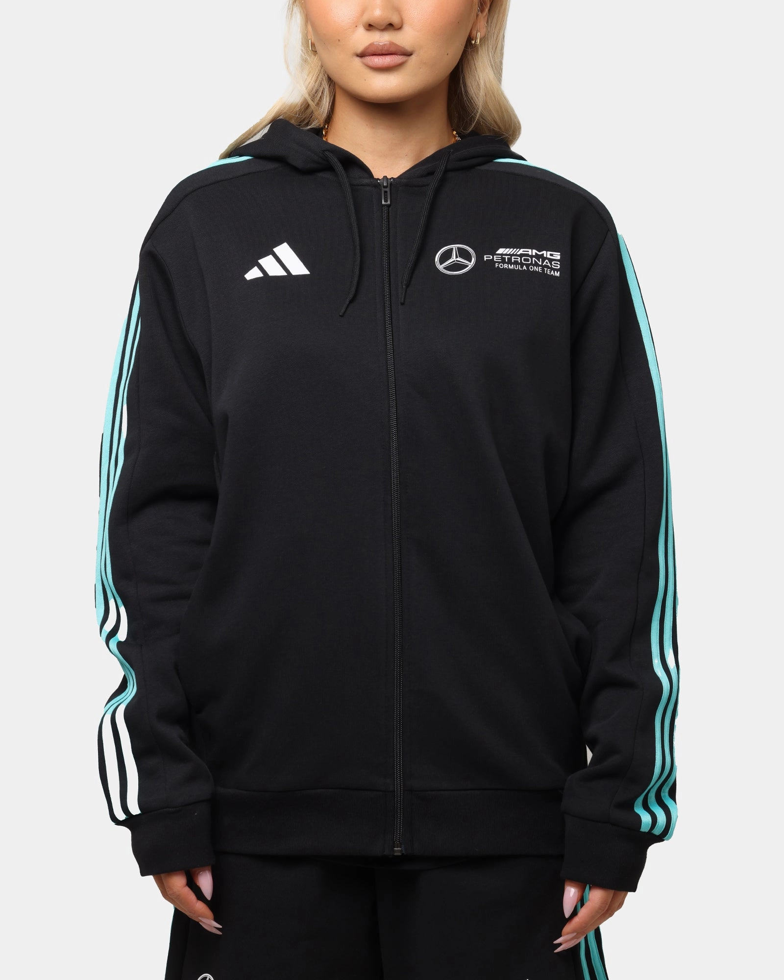 professionals QuickDry Moisture Wicking adidas x Mercedes-AMG PETRONAS Formula One F1 DNA Full-Zip Hoodie Black/White