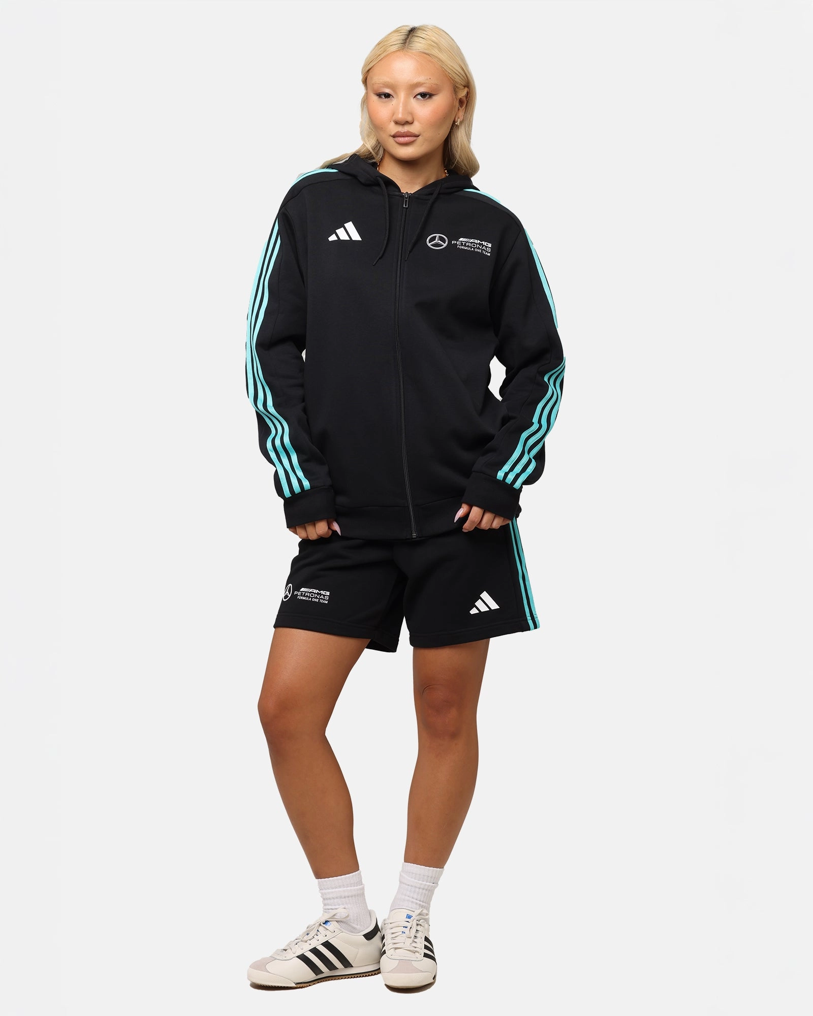 anti static adidas x Mercedes-AMG PETRONAS Formula One F1 DNA Full-Zip Hoodie Black/White