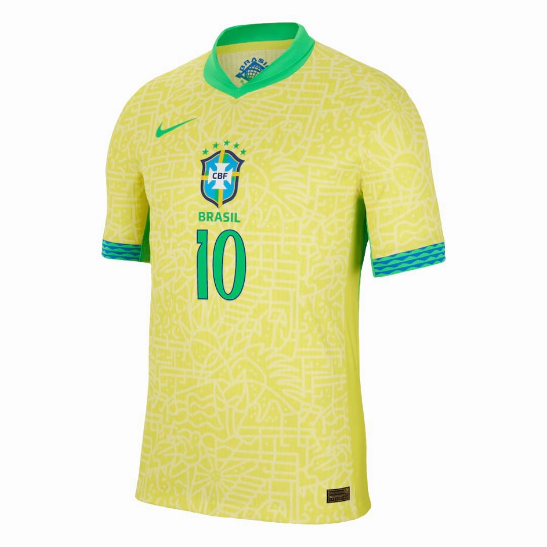 Sport Ready Gear Yarn Dyed Fabric Brazil Home Jersey 24/25 Neymar #10