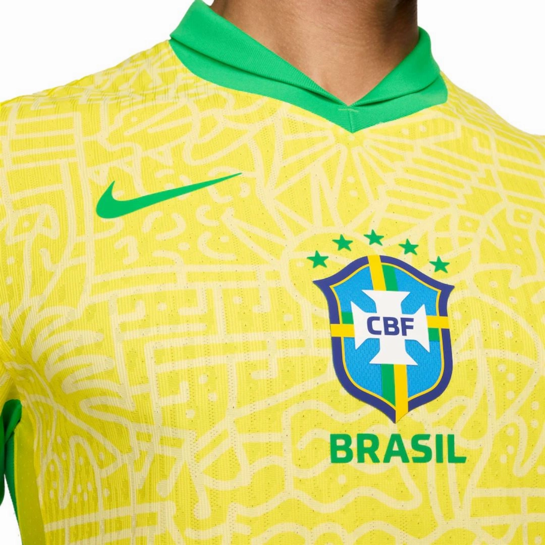 Brazil Home Jersey 24/25 Neymar #10 Smooth Zone Paneling Bemberg Collar Finish