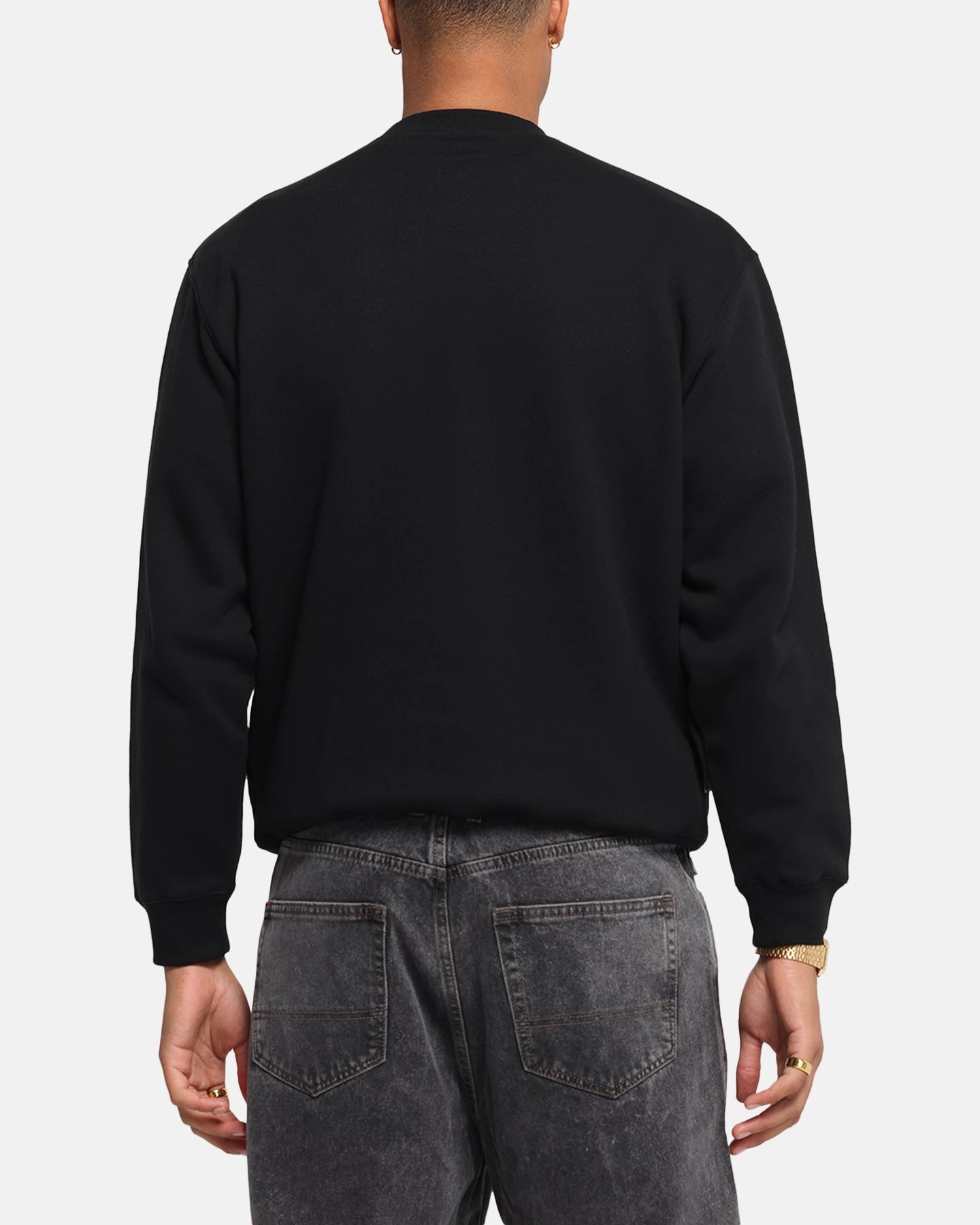 Winter Must-Have Wear Ribbed Hem Detailing S Double Shawn Script Crewneck Black