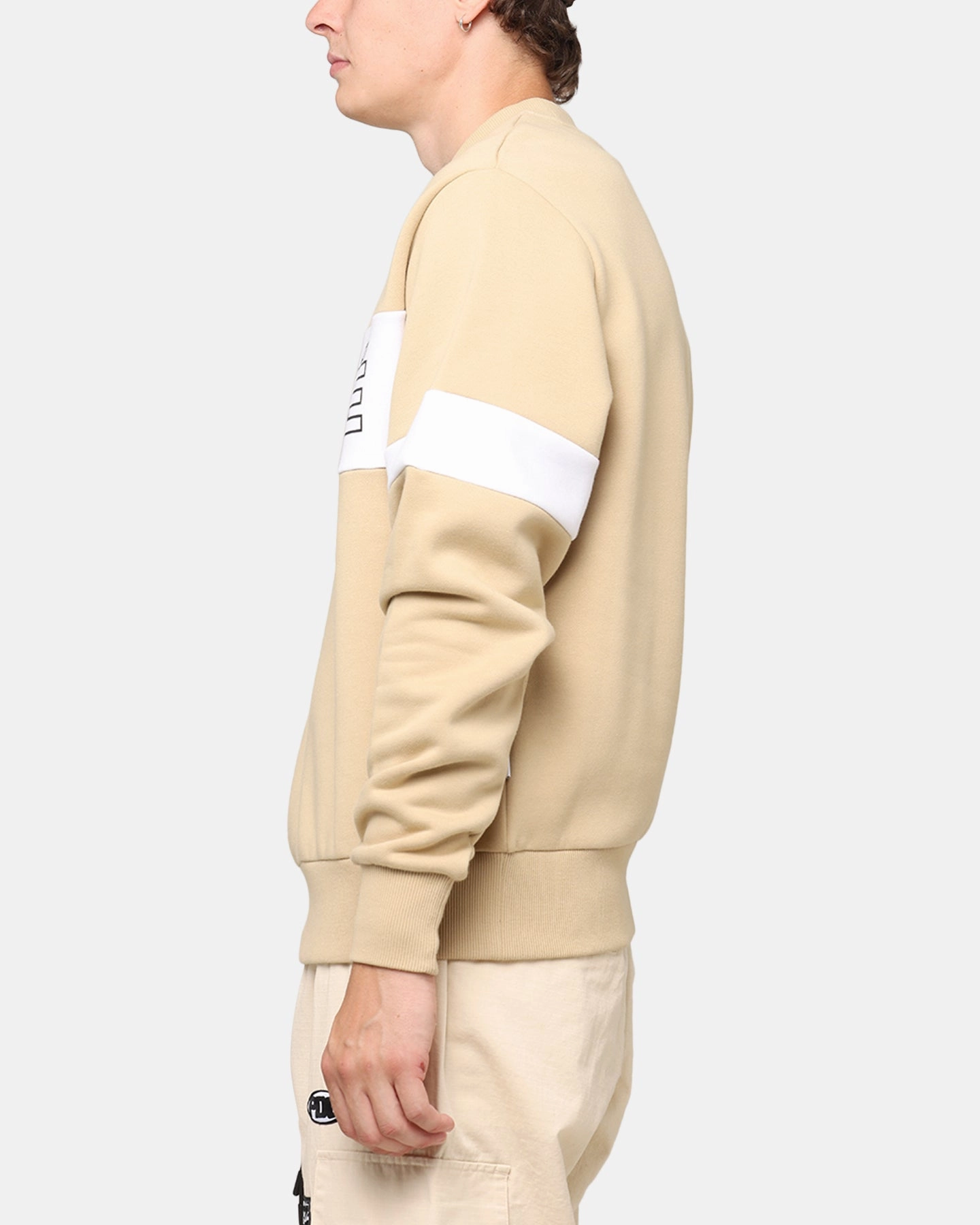 Classic Crew Neck Carre Bars Crewneck Stone/White