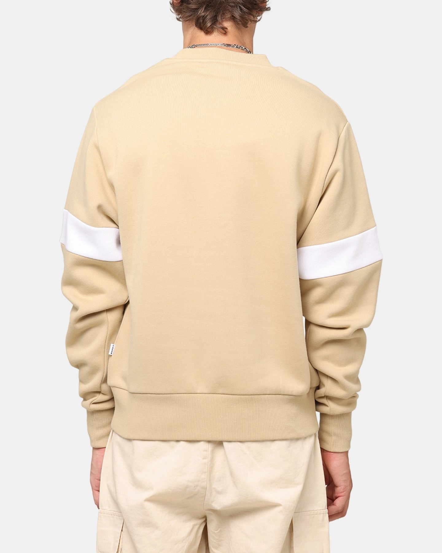 Versatile Comfort Chilly Weather Carre Bars Crewneck Stone/White