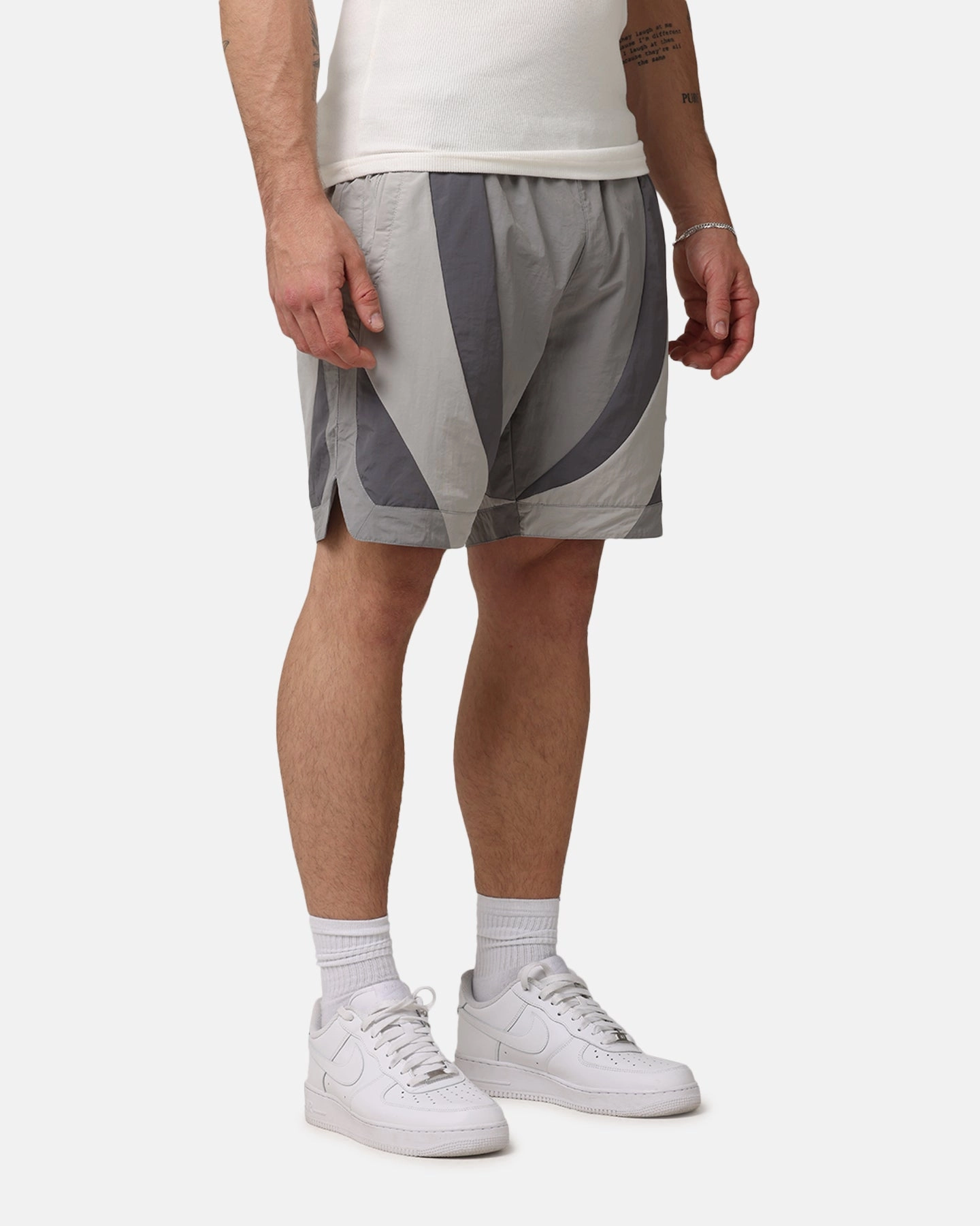 Breezy Comfort Multi Panel Cut Saint Morta Holy Grail Nylon Shorts Grey
