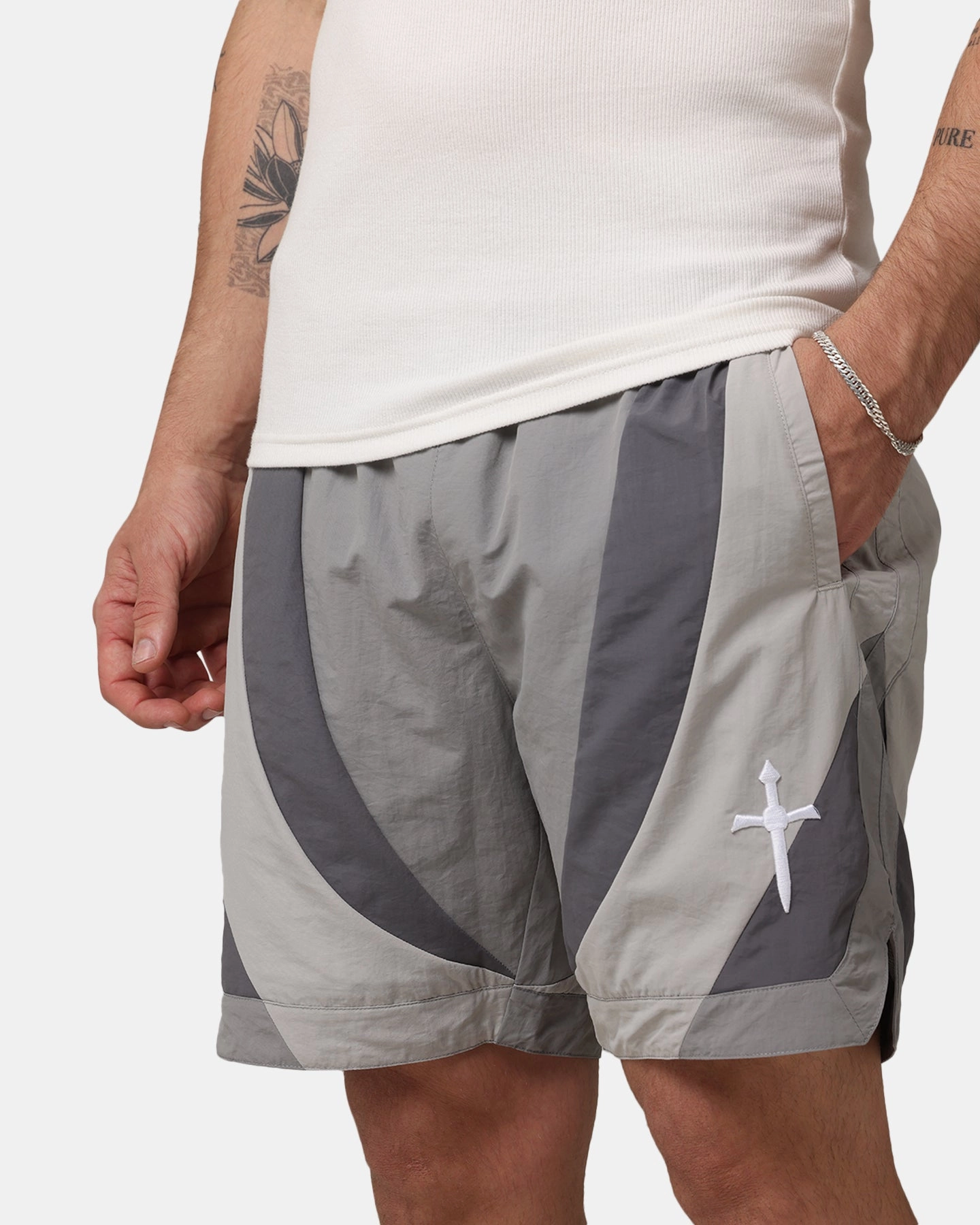 Saint Morta Holy Grail Nylon Shorts Grey Static Resistant Fibers clubbing attire