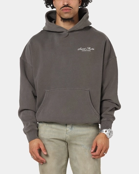 sweatshirt material Saint Morta Studios Logo Boxy Hoodie Washed Black