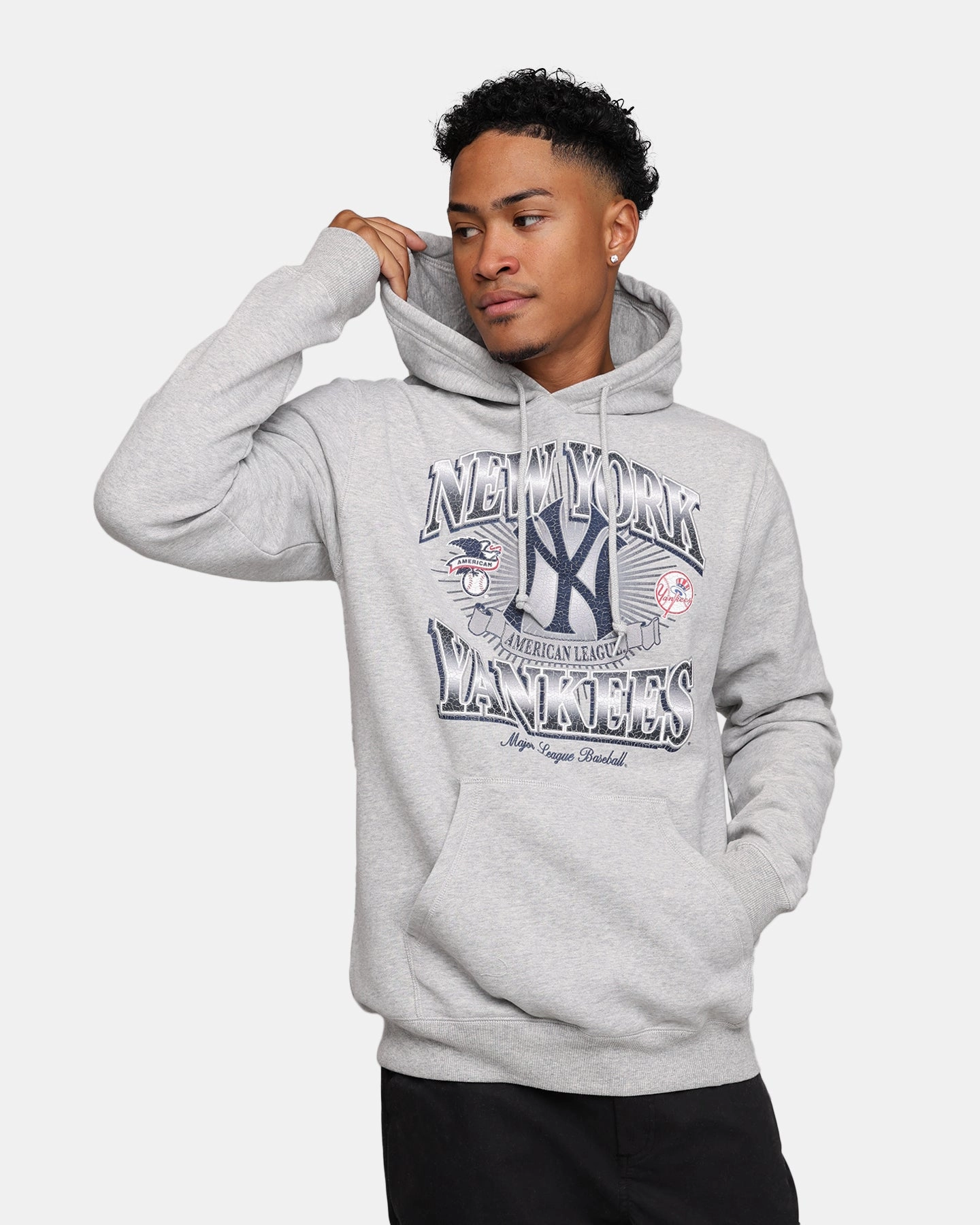 Sporty Fit Casual Edge New Era New York Yankees Pullover Hoodie Grey