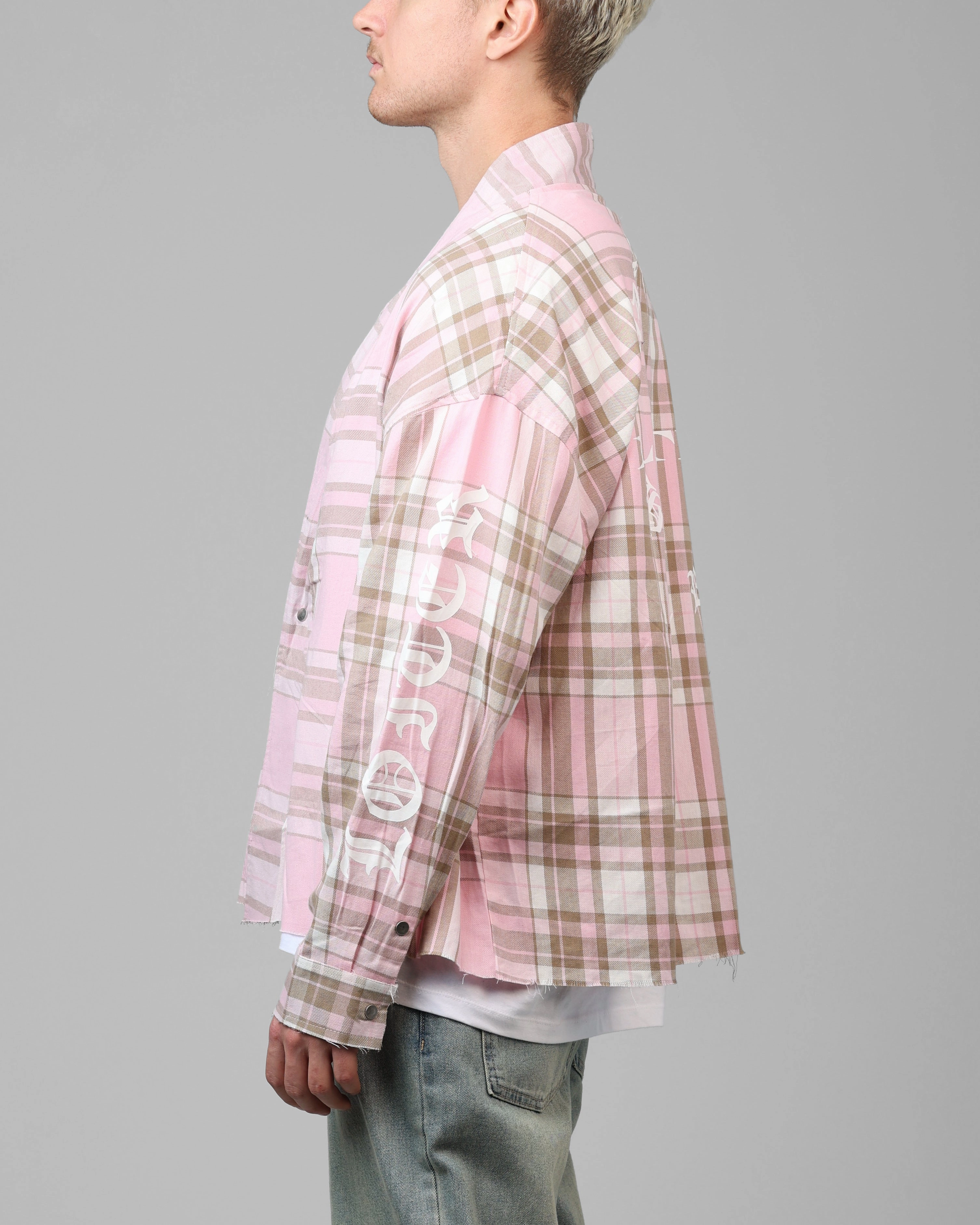 Bestow Danger Loiter Kimono Flannel Pink/Brown