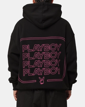 Playboy Neon Stack Hoodie Black/Pink visibility