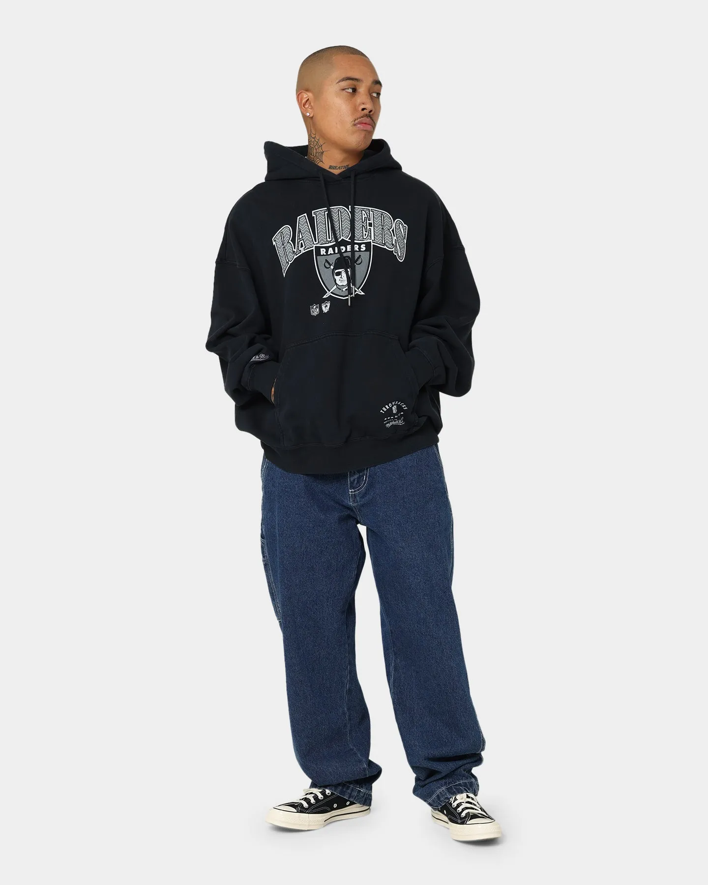 Mitchell & Ness Las Vegas Raiders Point Guard Hoodie Faded Black Stretch Fit