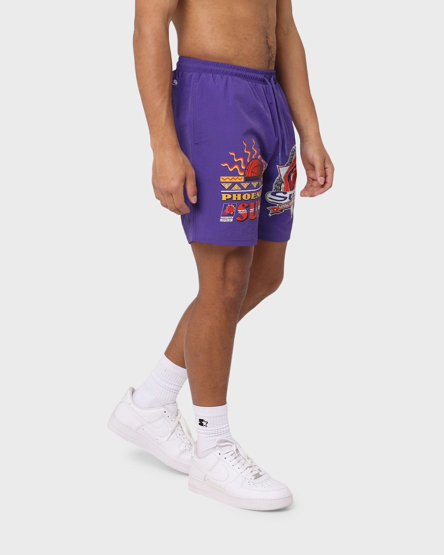 Mitchell & Ness Phoenix Suns Rays Shorts Faded Purple Loose Fit Snag Free Design
