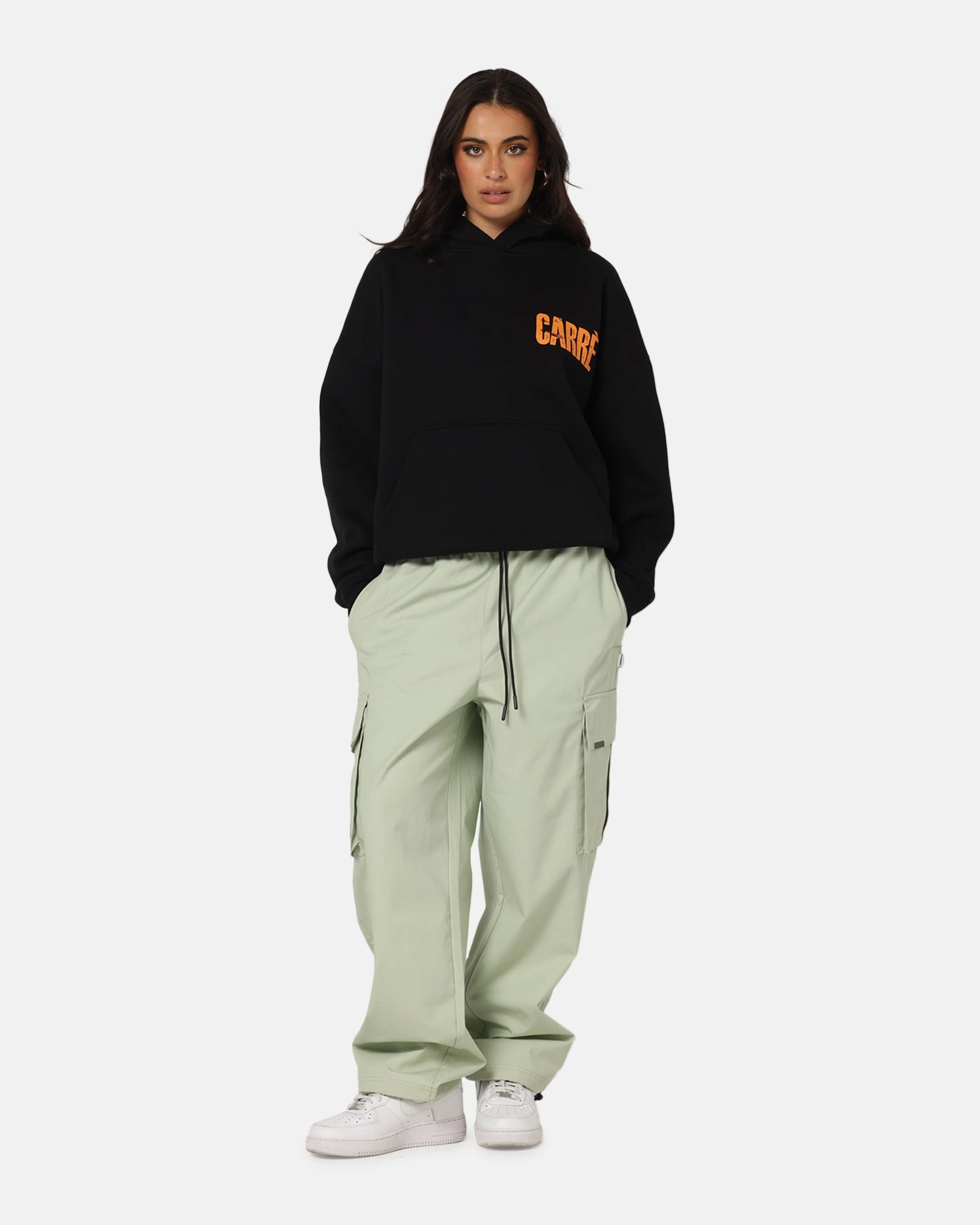 Carre Trenches Hoodie Black Lace trim urban vibe