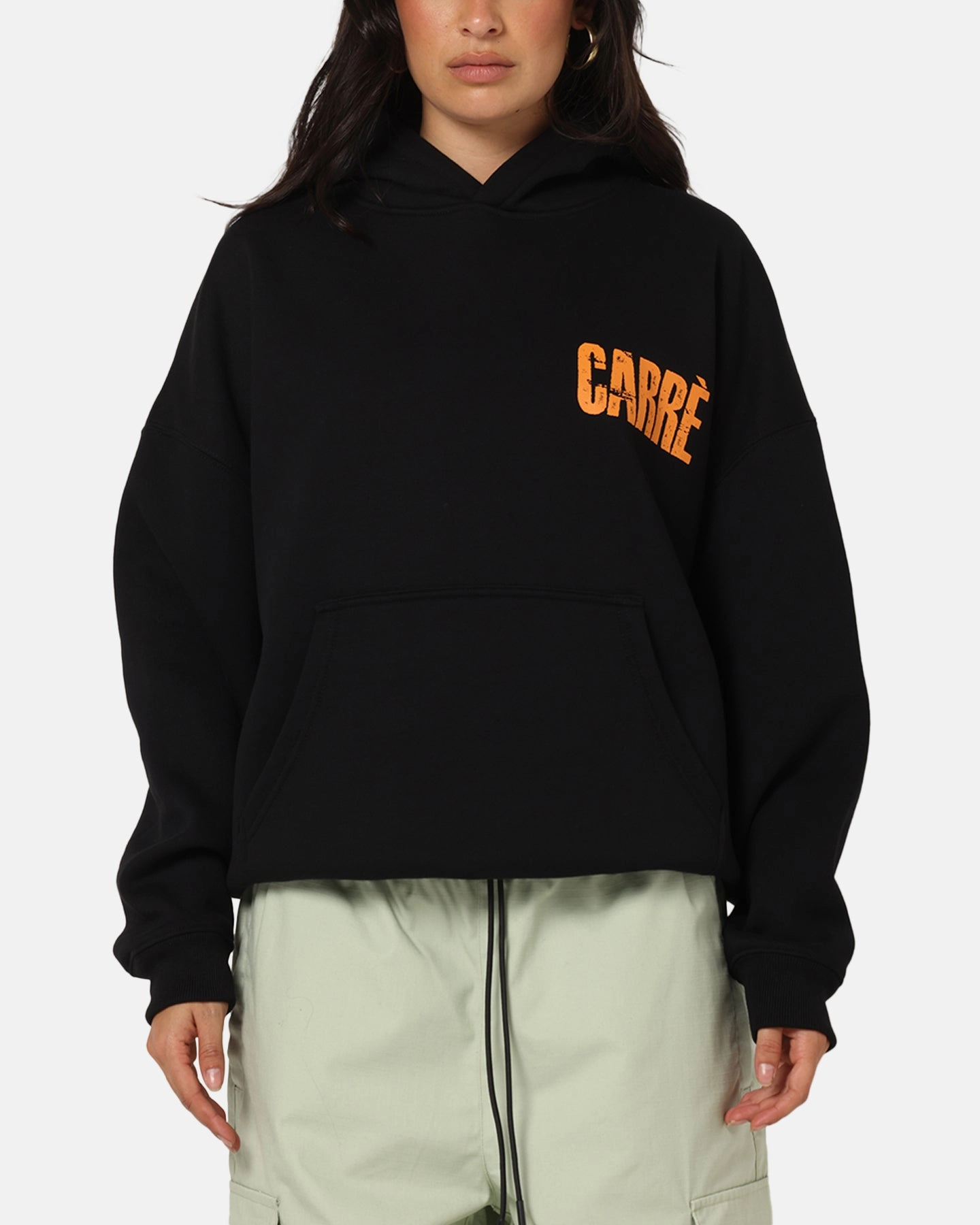 American style Carre Trenches Hoodie Black