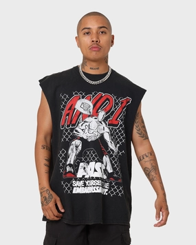 Ribbed collar AND1 Pass Muscle T-Shirt Washed Black