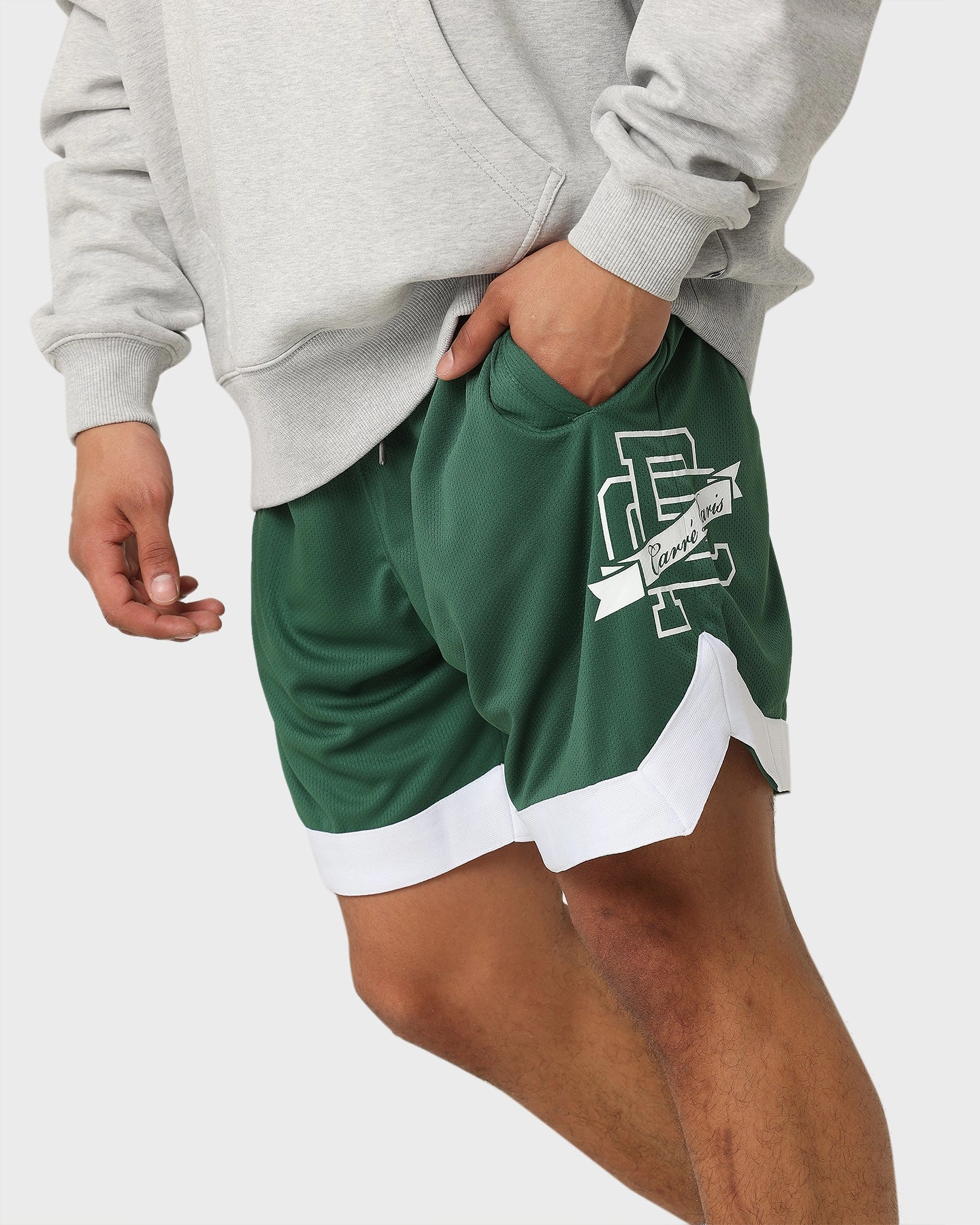 Carr?? Team Paris Basketball Shorts Forest Green mesh ventilation